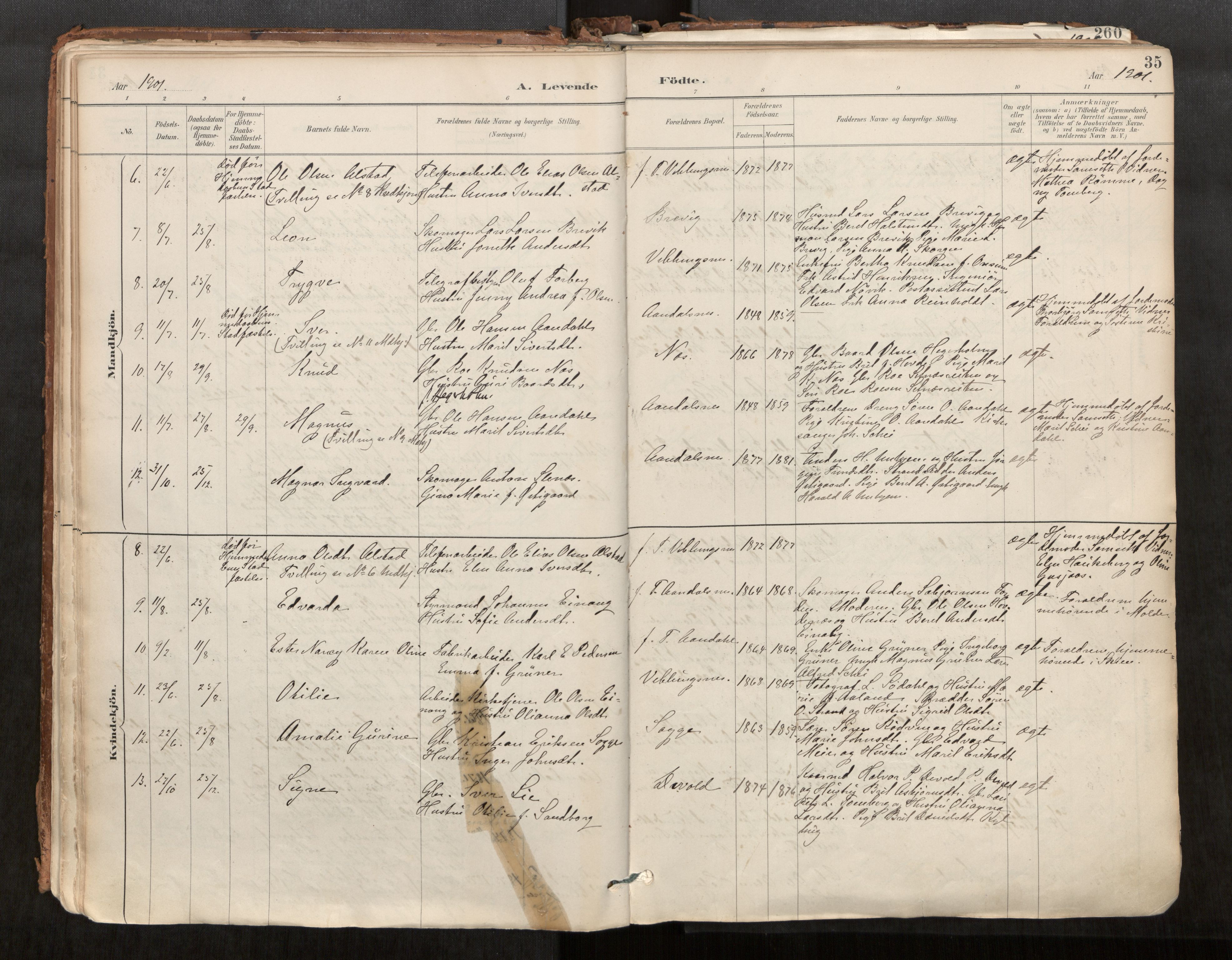 Ministerialprotokoller, klokkerbøker og fødselsregistre - Møre og Romsdal, SAT/A-1454/544/L0585: Parish register (official) no. 544A06, 1887-1924, p. 35