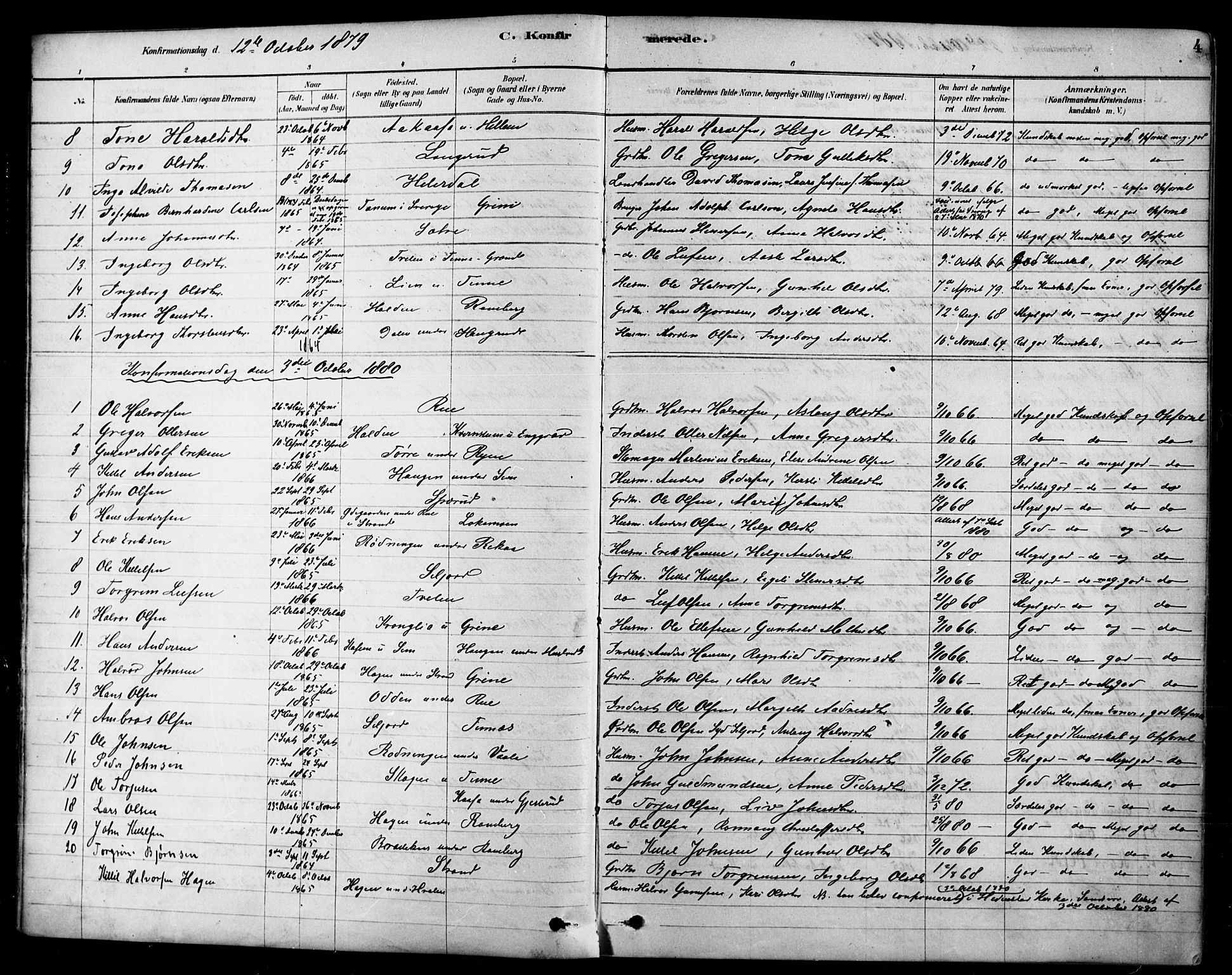 Heddal kirkebøker, SAKO/A-268/F/Fa/L0009: Parish register (official) no. I 9, 1878-1903, p. 4