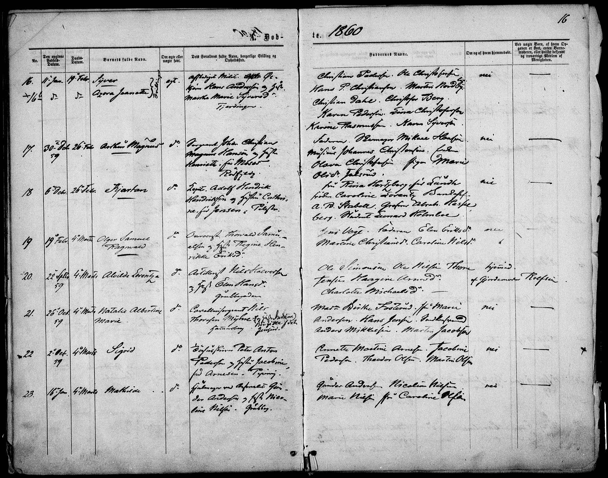 Garnisonsmenigheten Kirkebøker, AV/SAO-A-10846/F/Fa/L0010: Parish register (official) no. 10, 1859-1869, p. 16