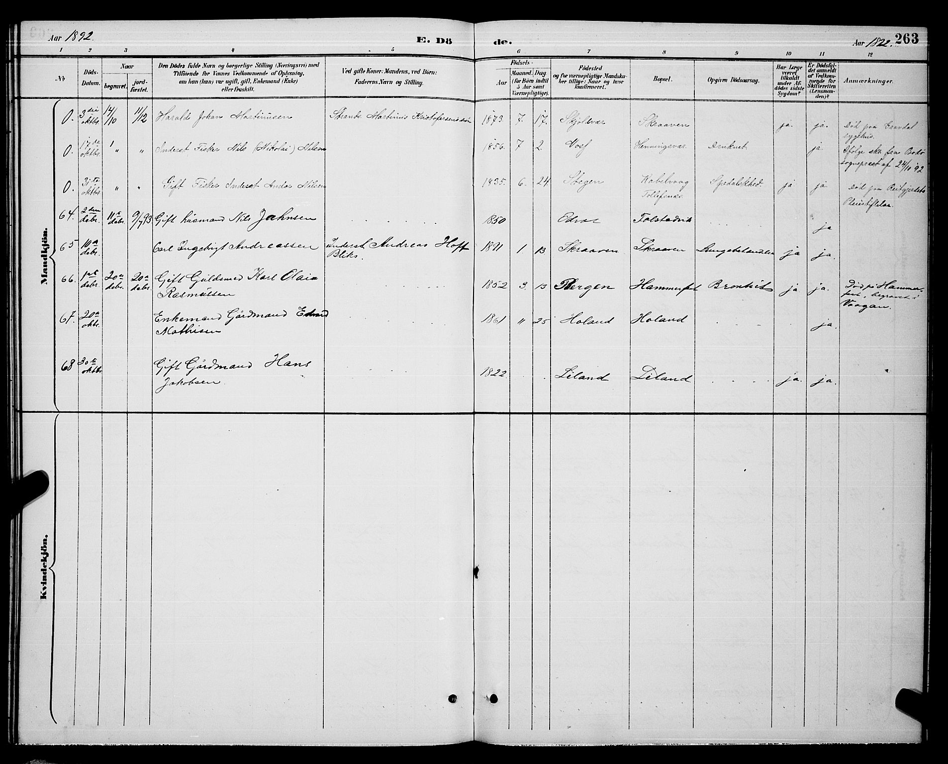 Ministerialprotokoller, klokkerbøker og fødselsregistre - Nordland, AV/SAT-A-1459/874/L1077: Parish register (copy) no. 874C06, 1891-1900, p. 263