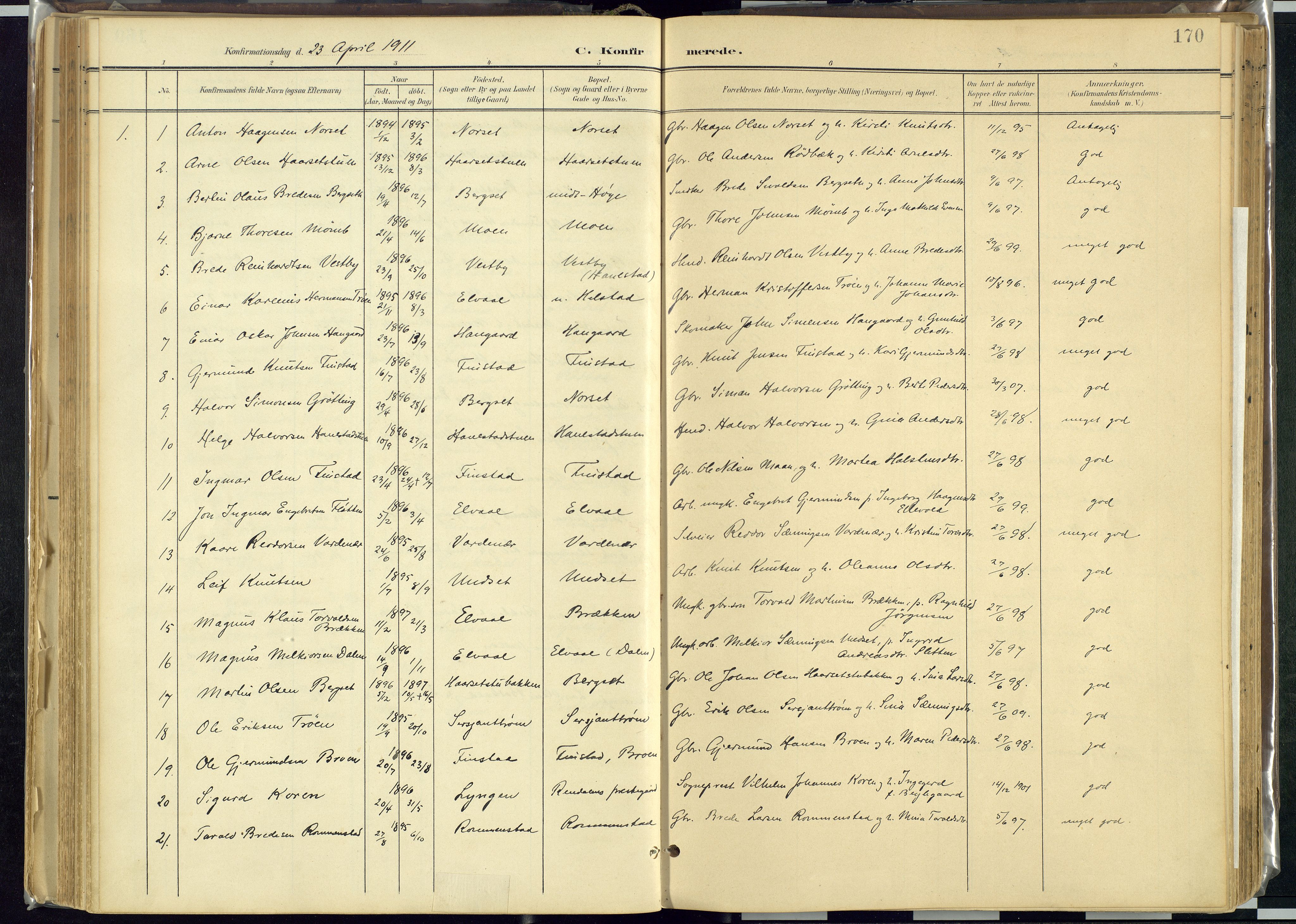Rendalen prestekontor, SAH/PREST-054/H/Ha/Haa/L0012: Parish register (official) no. 12, 1901-1928, p. 170