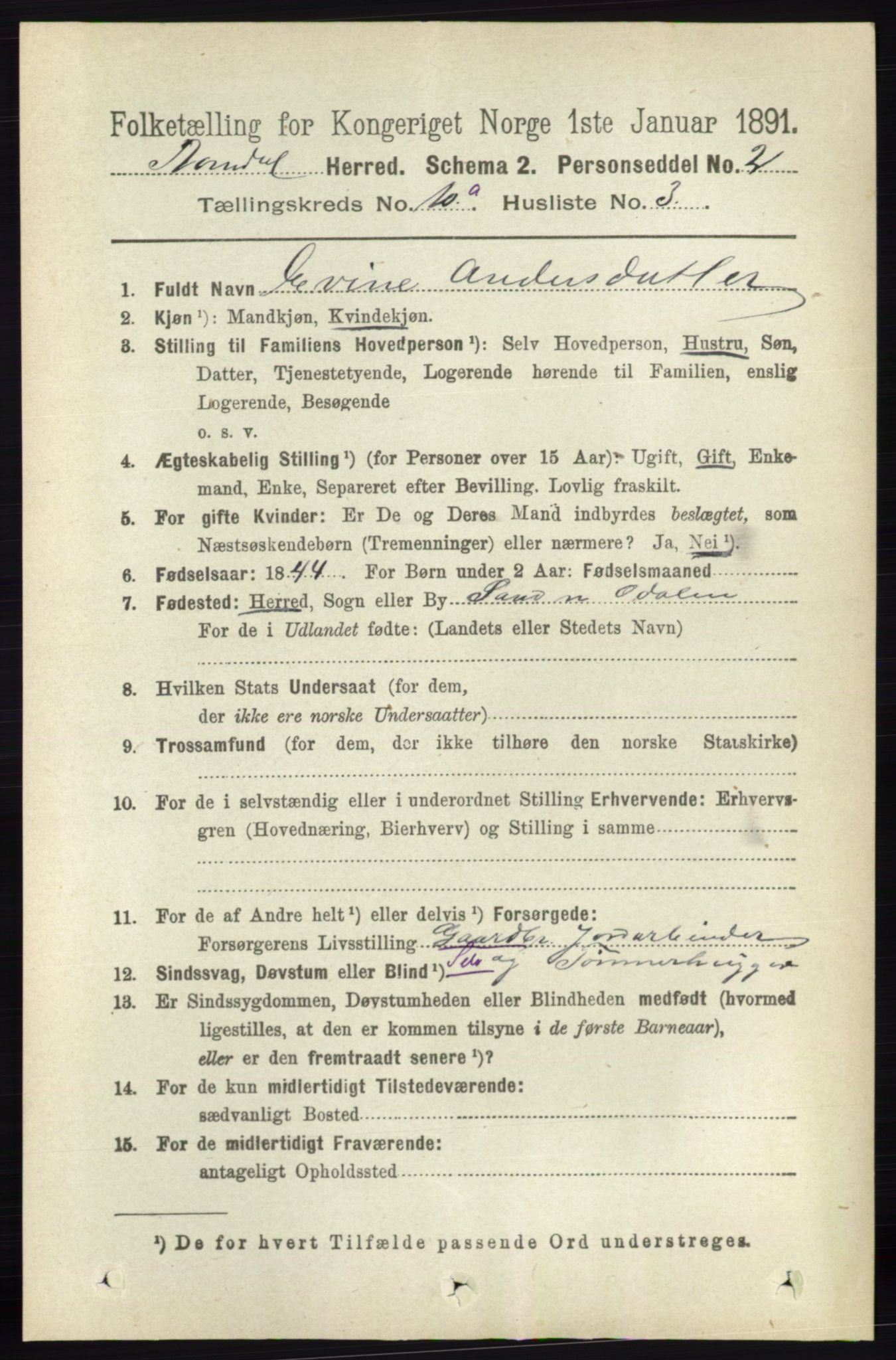 RA, 1891 census for 0416 Romedal, 1891, p. 4823