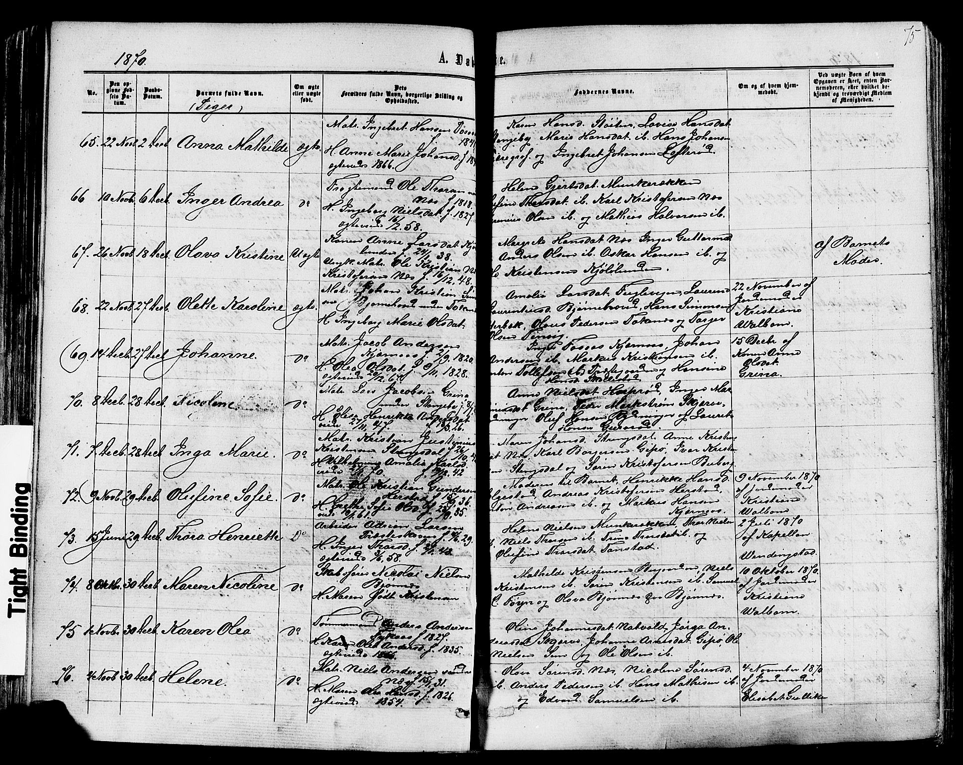 Nøtterøy kirkebøker, AV/SAKO-A-354/F/Fa/L0007: Parish register (official) no. I 7, 1865-1877, p. 75