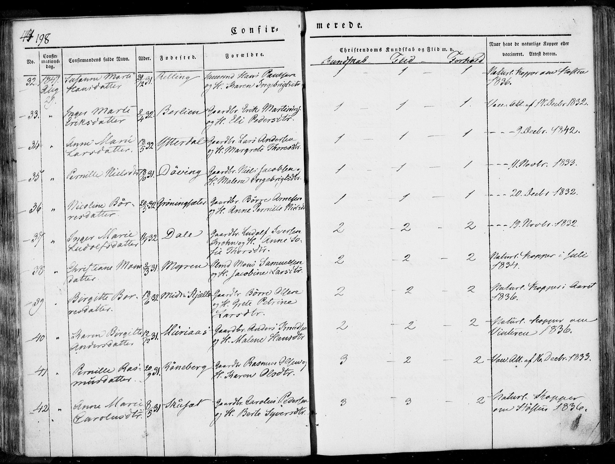 Ministerialprotokoller, klokkerbøker og fødselsregistre - Møre og Romsdal, AV/SAT-A-1454/519/L0248: Parish register (official) no. 519A07, 1829-1860, p. 198