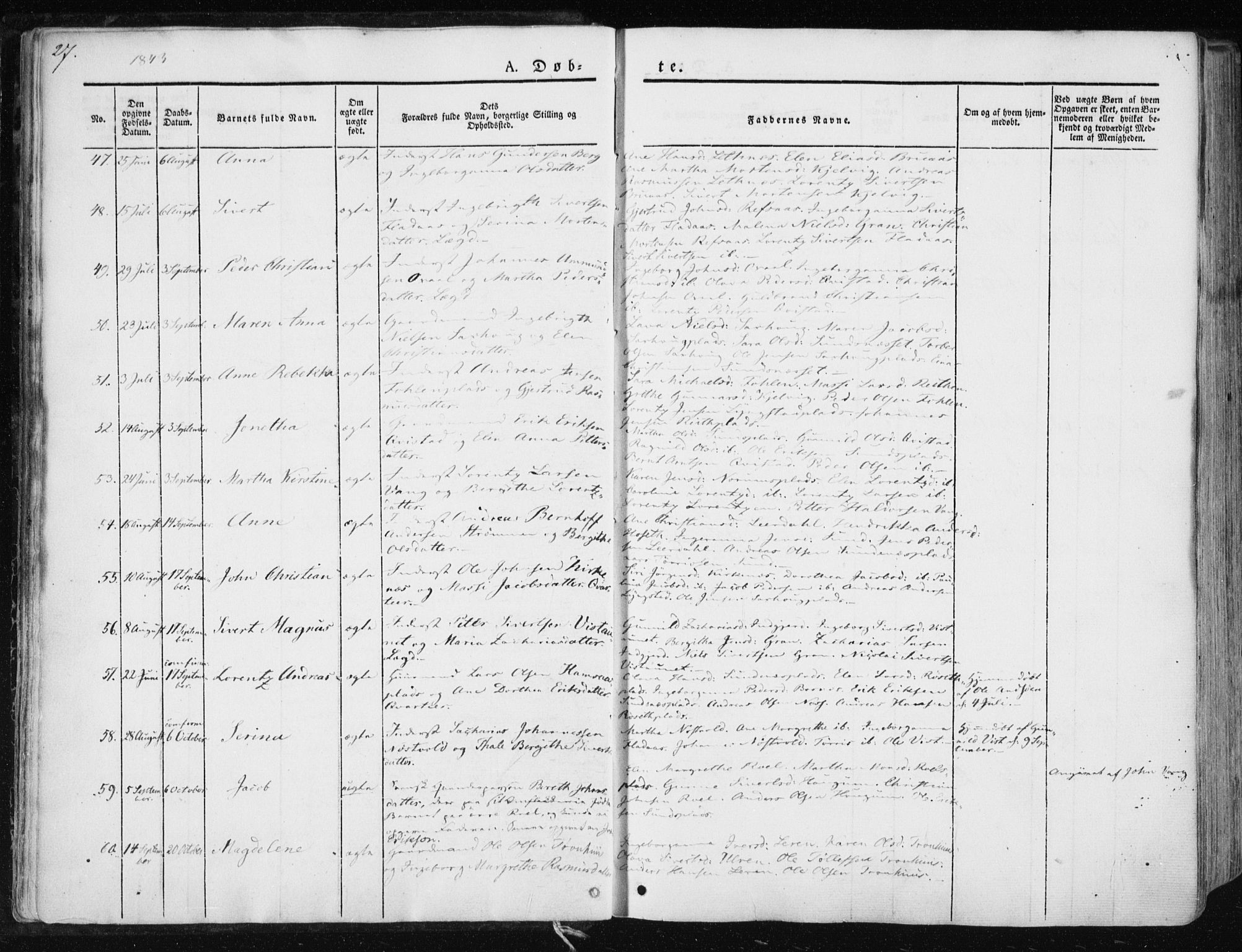 Ministerialprotokoller, klokkerbøker og fødselsregistre - Nord-Trøndelag, SAT/A-1458/730/L0280: Parish register (official) no. 730A07 /1, 1840-1854, p. 27