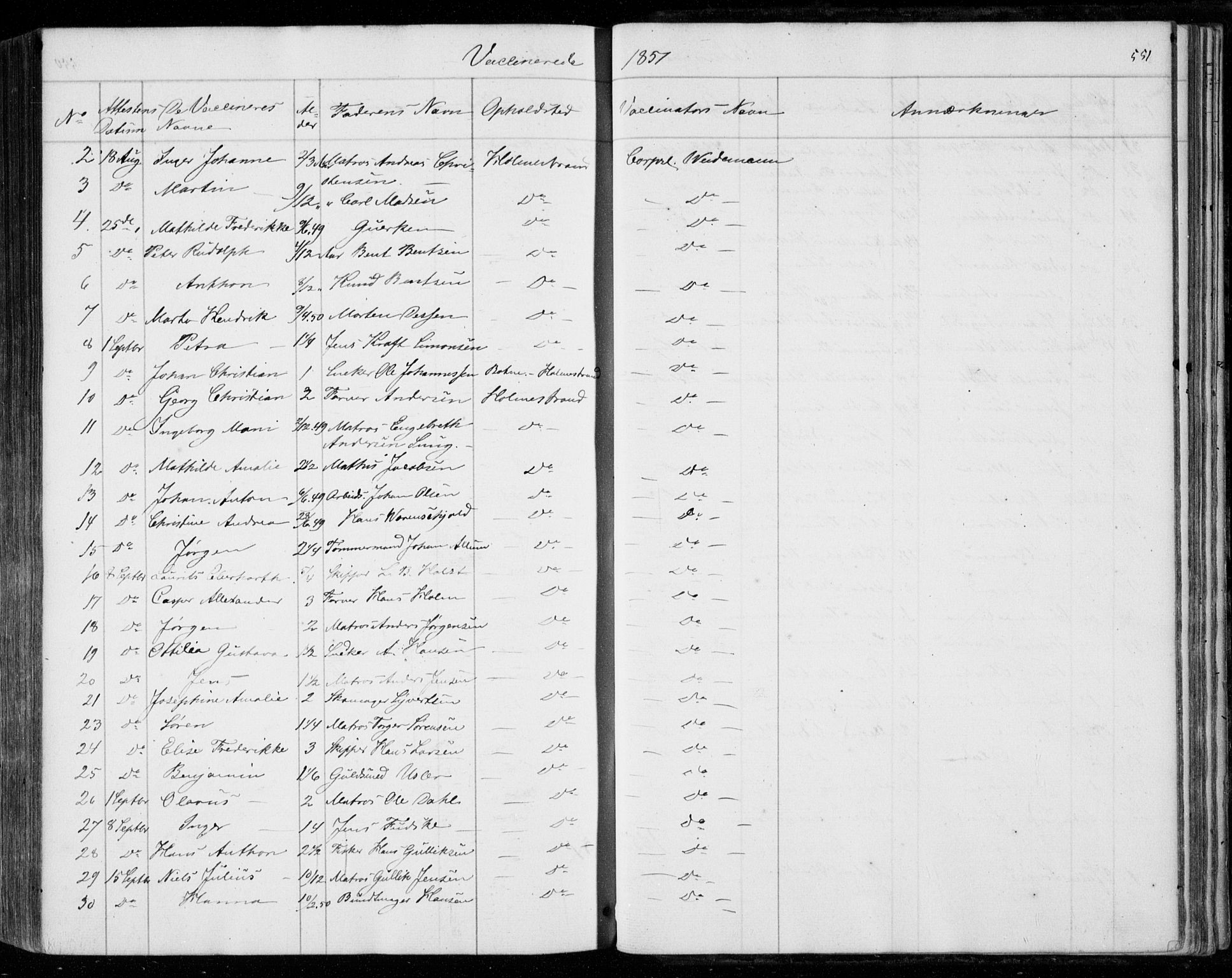 Holmestrand kirkebøker, SAKO/A-346/F/Fa/L0002: Parish register (official) no. 2, 1840-1866, p. 551