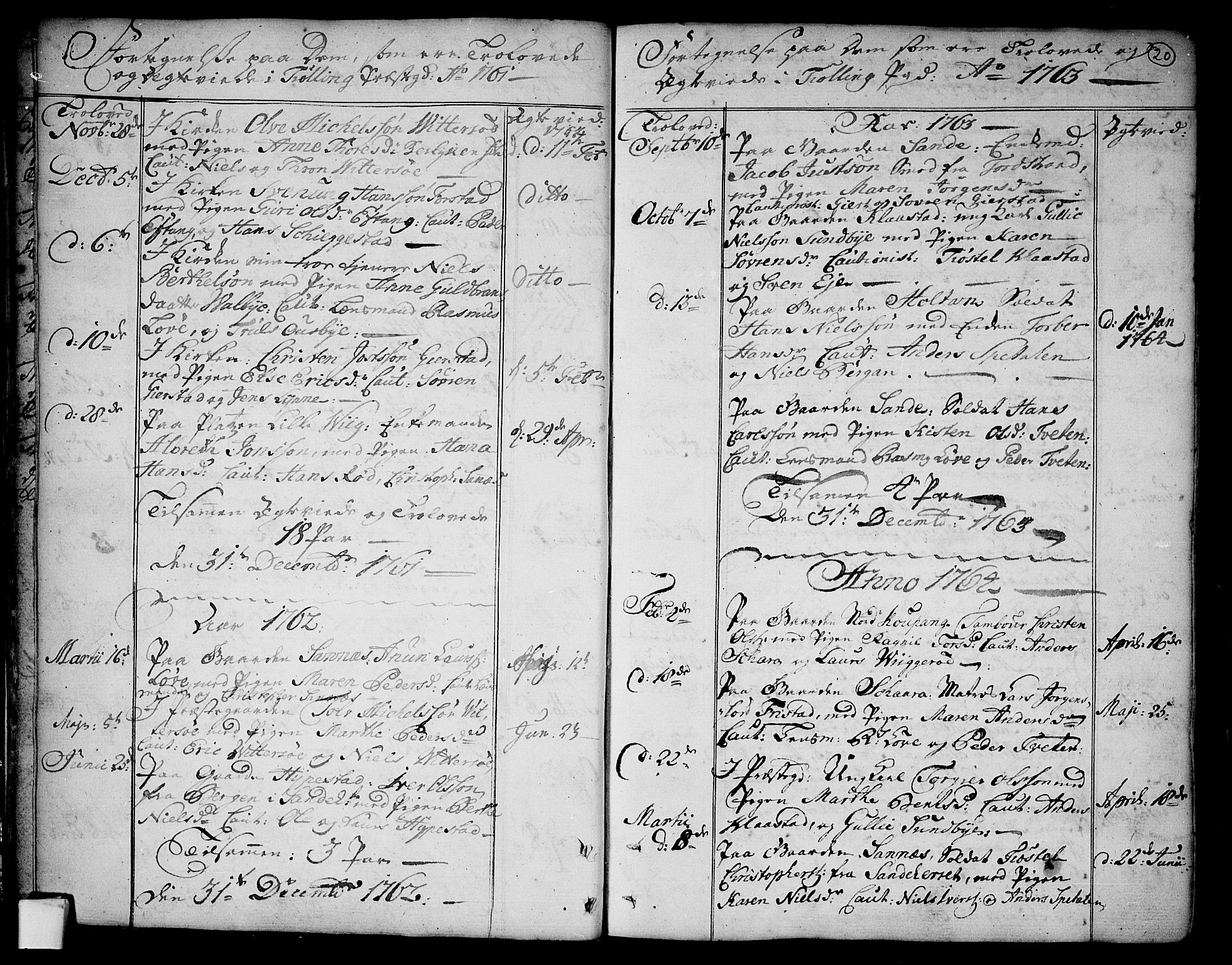 Tjølling kirkebøker, SAKO/A-60/F/Fa/L0003: Parish register (official) no. 3, 1735-1778, p. 20