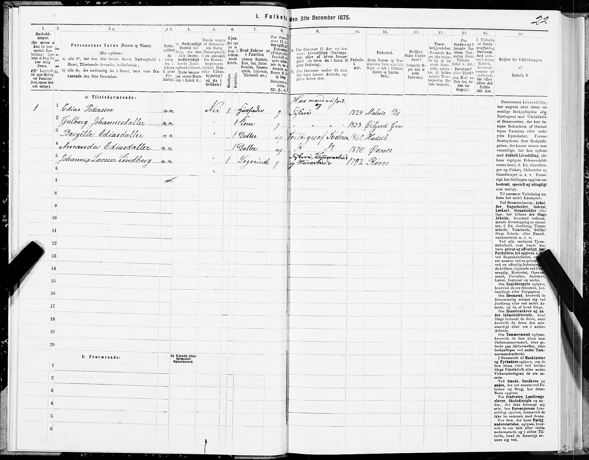 SAT, 1875 census for 1868P Øksnes, 1875, p. 1022