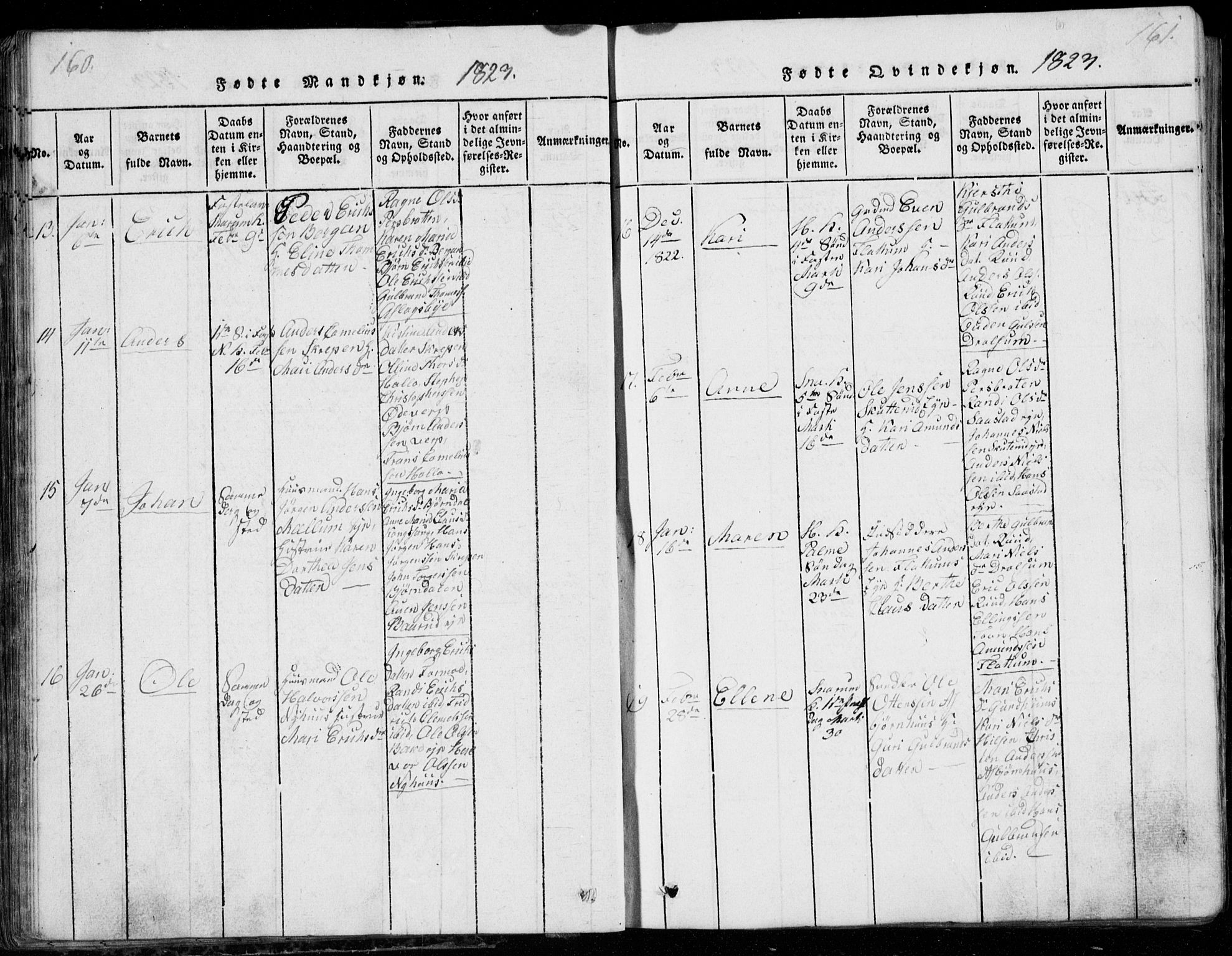 Modum kirkebøker, AV/SAKO-A-234/G/Ga/L0001: Parish register (copy) no. I 1, 1818-1824, p. 160-161