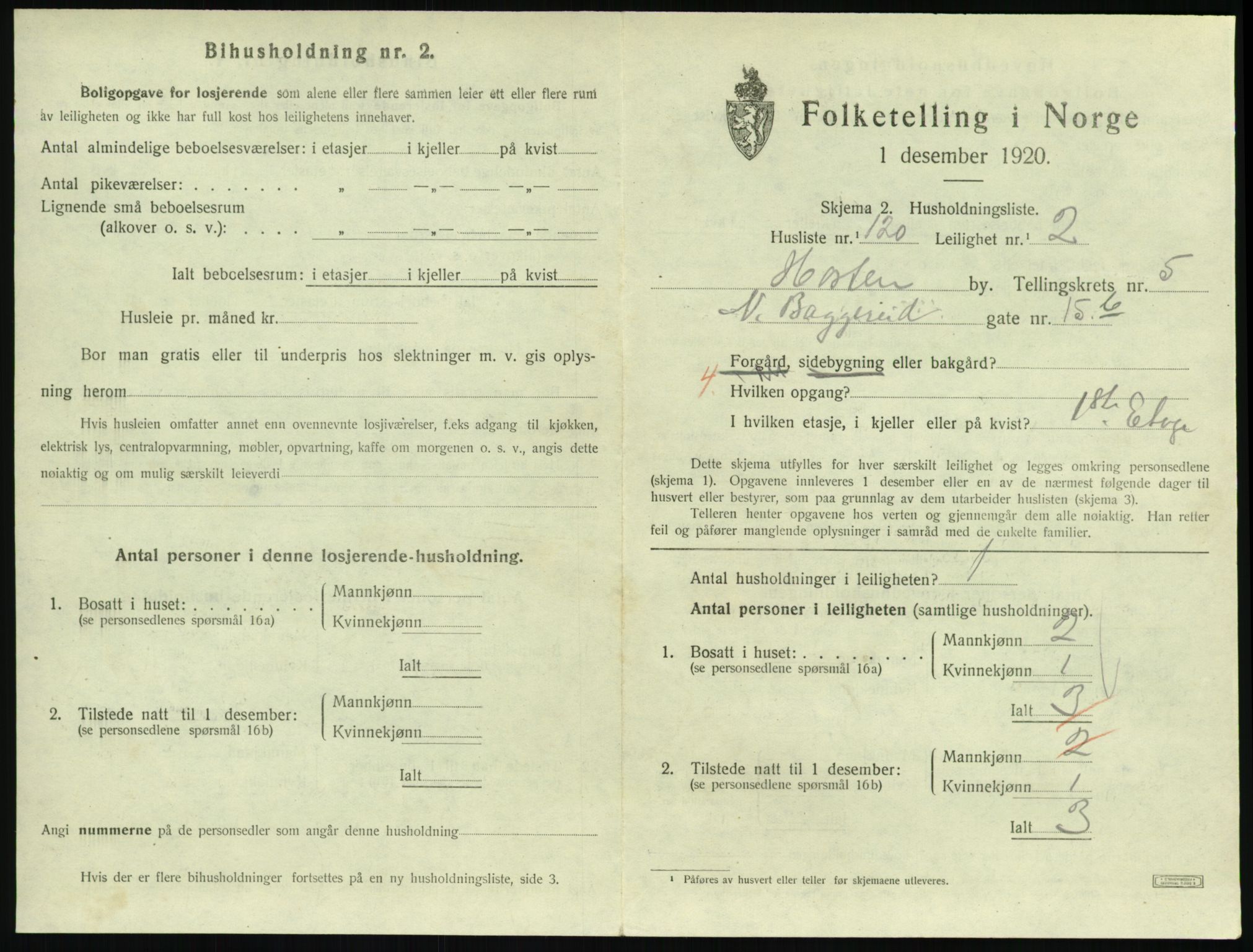 SAKO, 1920 census for Horten, 1920, p. 6087