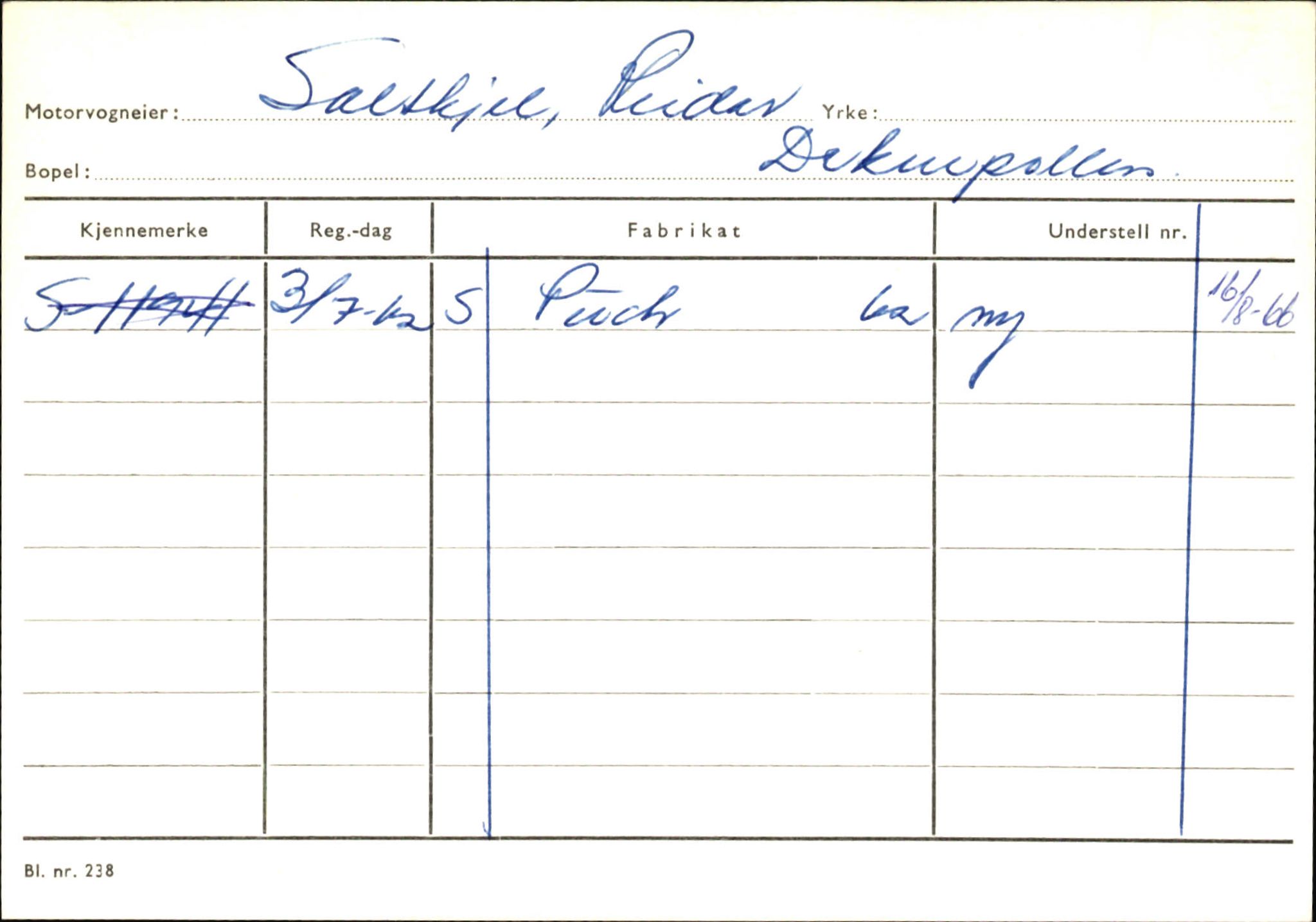 Statens vegvesen, Sogn og Fjordane vegkontor, AV/SAB-A-5301/4/F/L0145: Registerkort Vågsøy S-Å. Årdal I-P, 1945-1975, p. 9