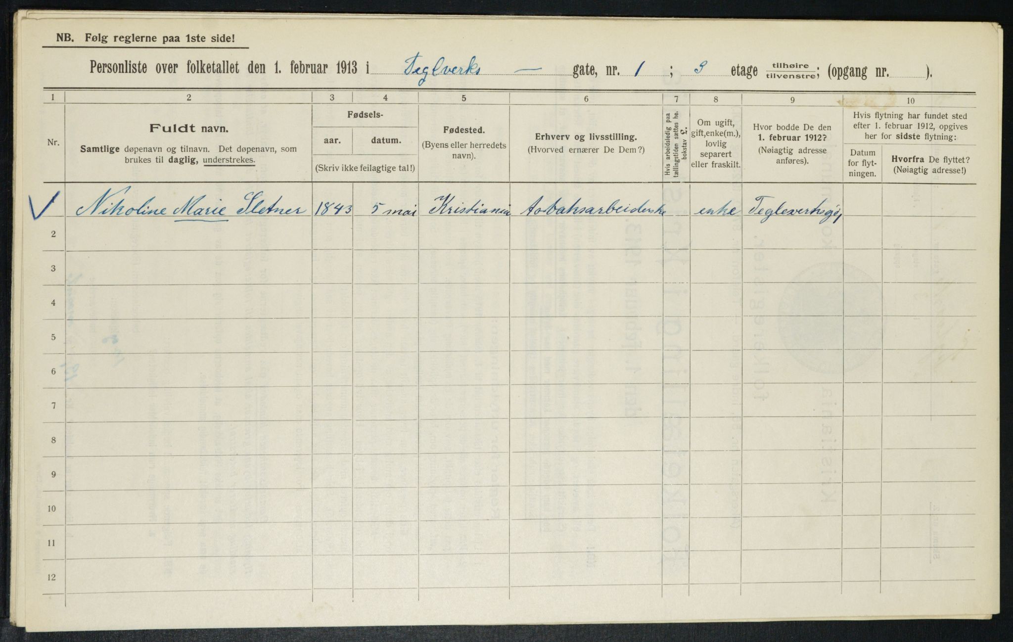 OBA, Municipal Census 1913 for Kristiania, 1913, p. 107403