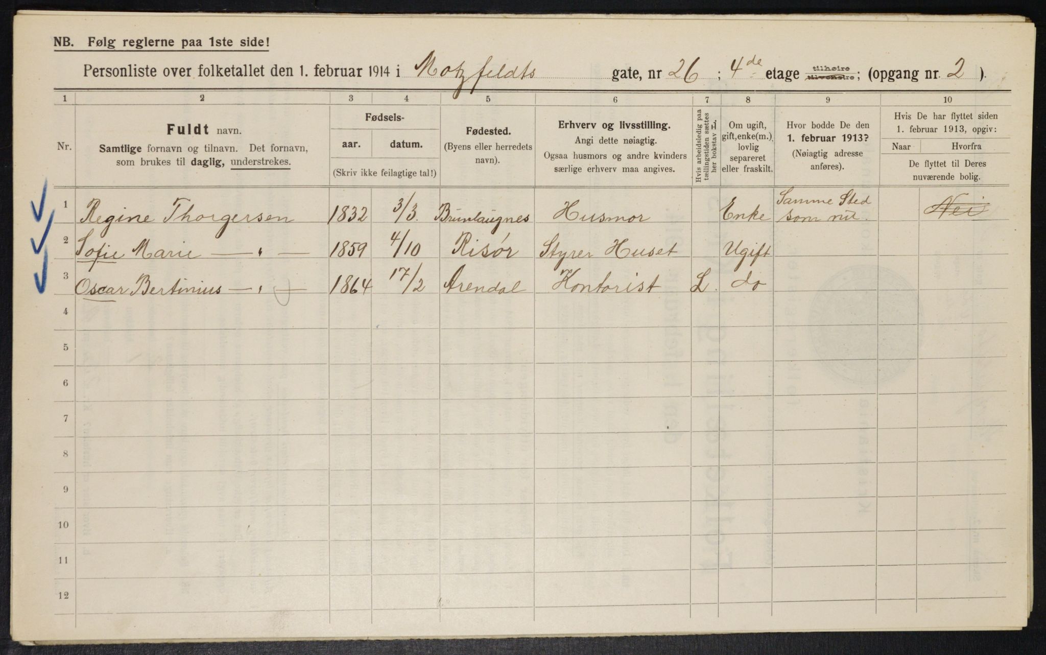 OBA, Municipal Census 1914 for Kristiania, 1914, p. 66394