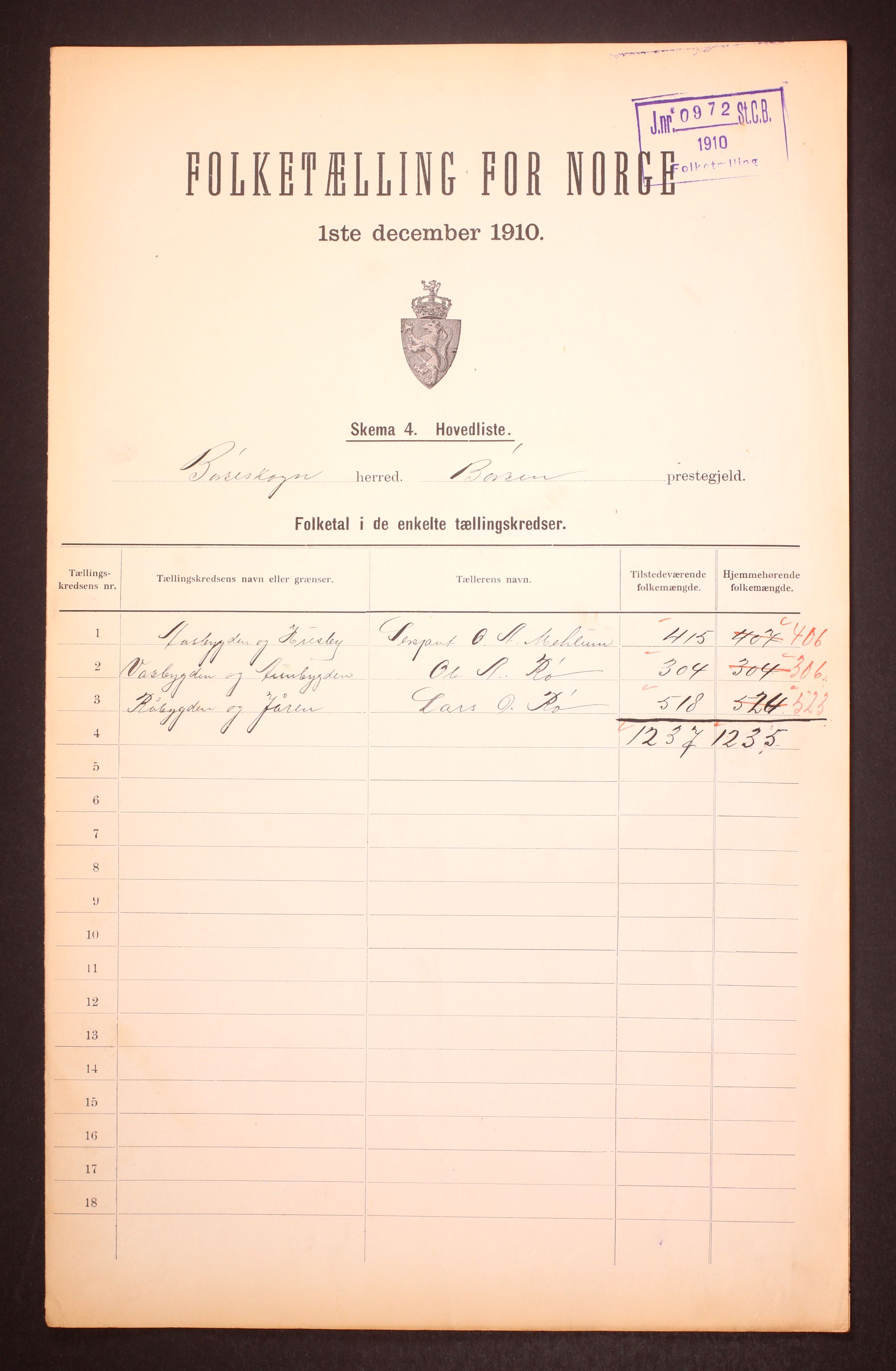 RA, 1910 census for Børseskogn, 1910, p. 2