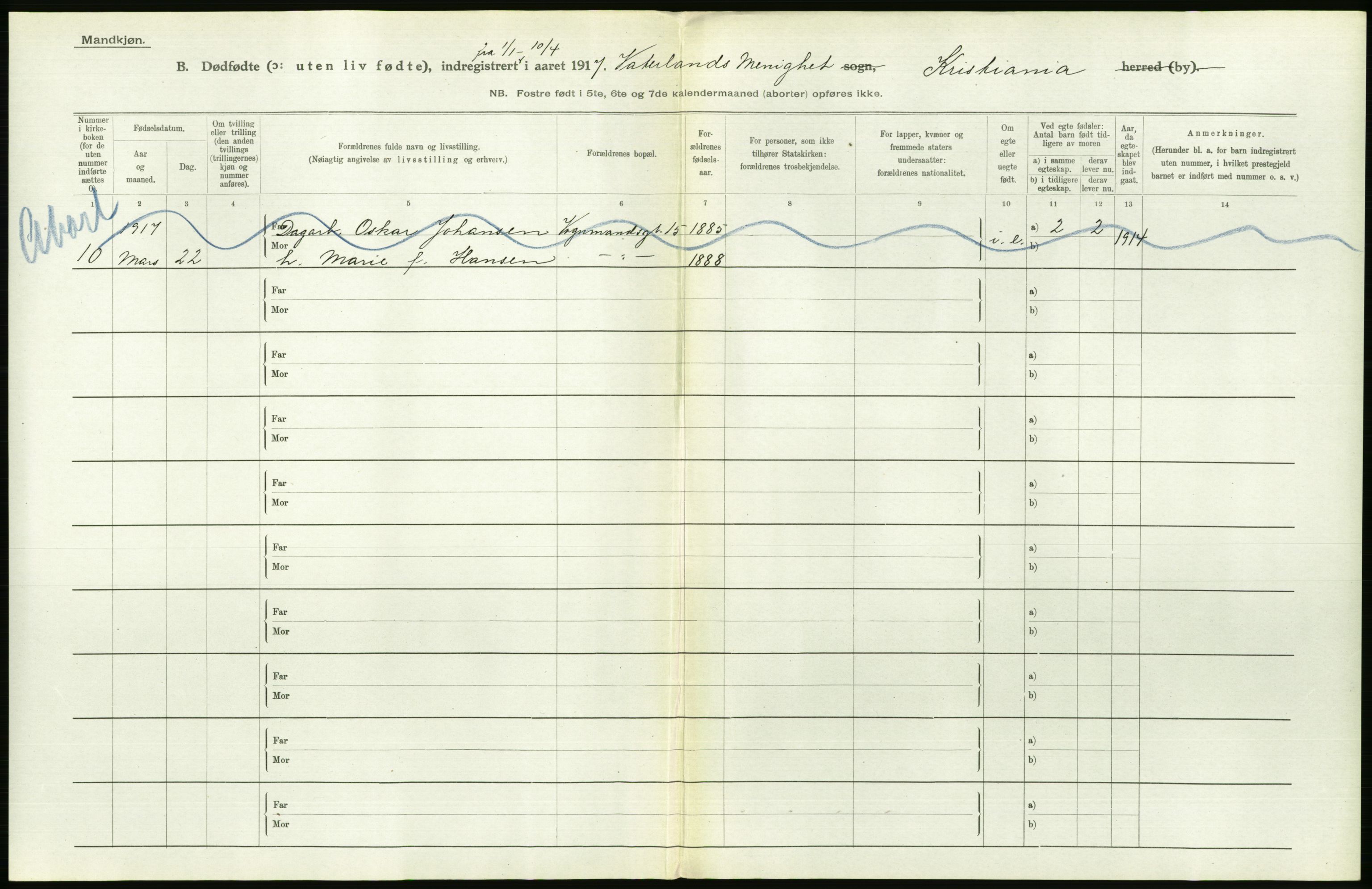 Statistisk sentralbyrå, Sosiodemografiske emner, Befolkning, RA/S-2228/D/Df/Dfb/Dfbg/L0011: Kristiania: Døde, dødfødte., 1917, p. 570