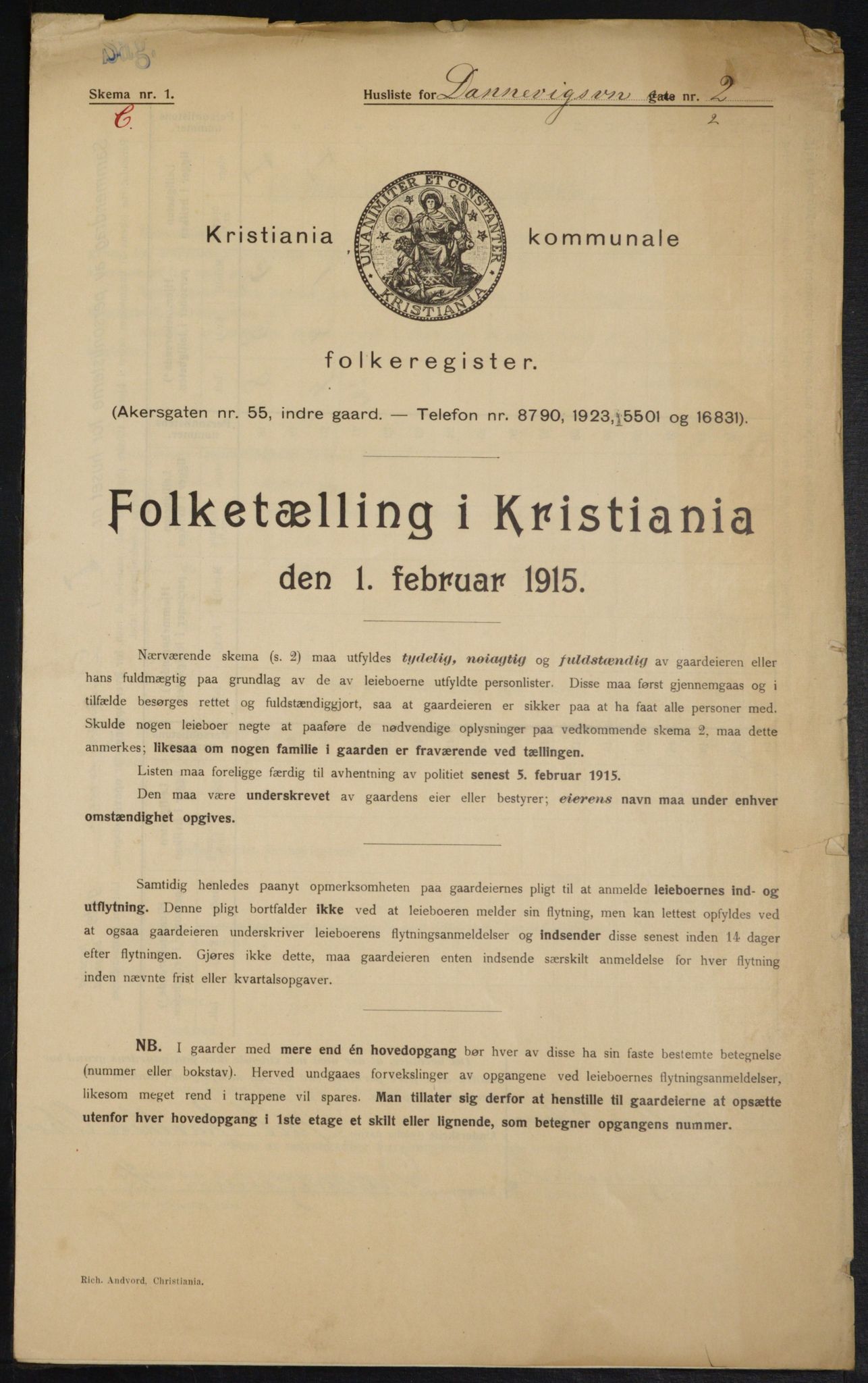 OBA, Municipal Census 1915 for Kristiania, 1915, p. 15045