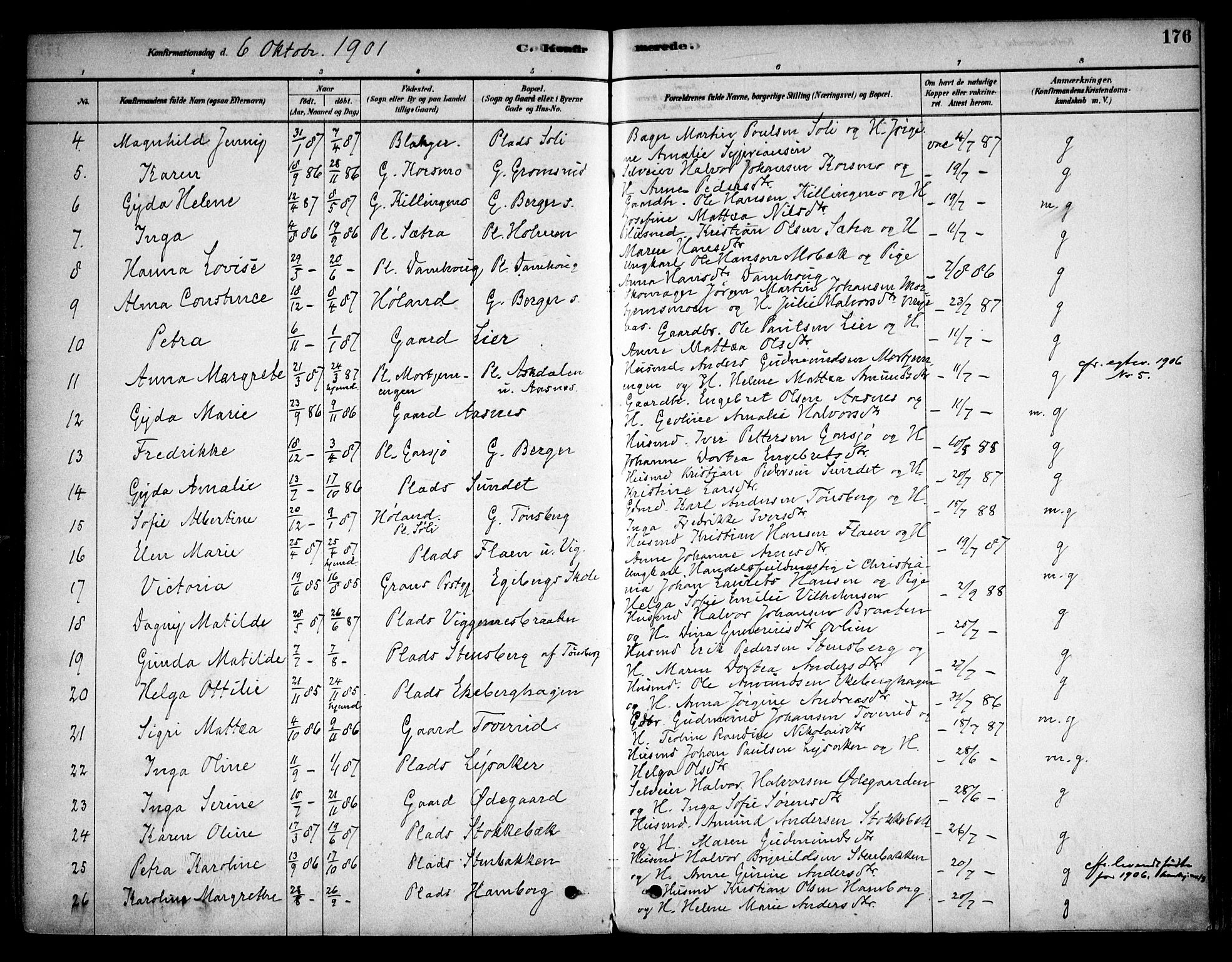 Aurskog prestekontor Kirkebøker, SAO/A-10304a/F/Fa/L0008: Parish register (official) no. I 8, 1878-1937, p. 176