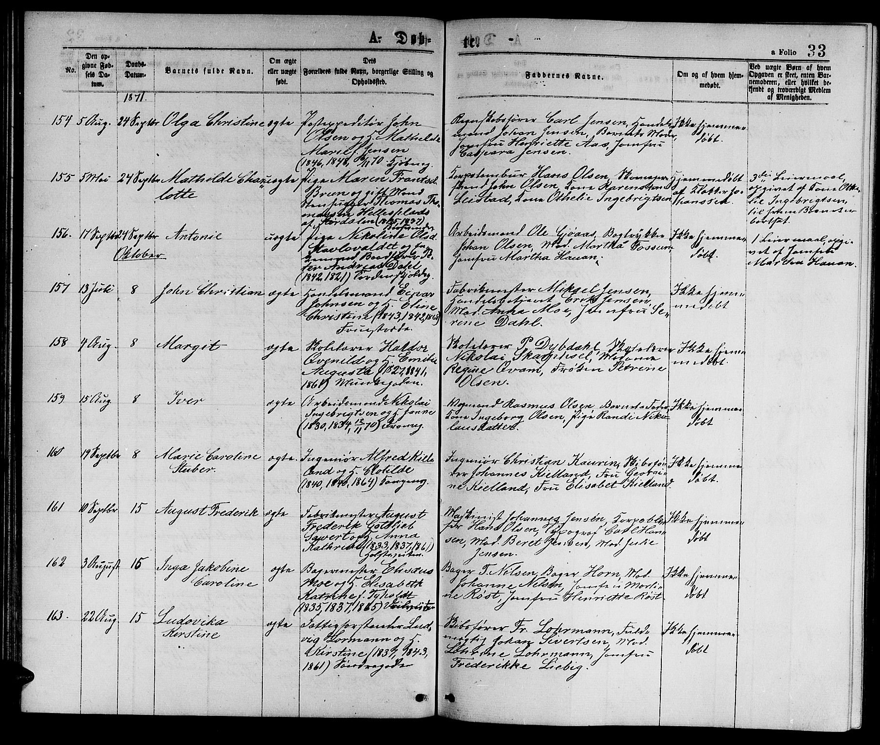 Ministerialprotokoller, klokkerbøker og fødselsregistre - Sør-Trøndelag, AV/SAT-A-1456/601/L0088: Parish register (copy) no. 601C06, 1870-1878, p. 33