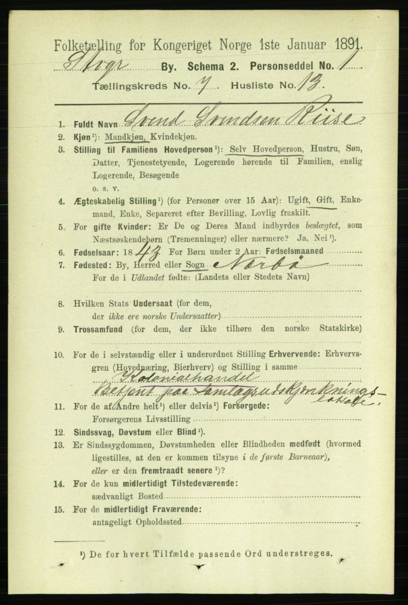 RA, 1891 census for 1103 Stavanger, 1891, p. 11120