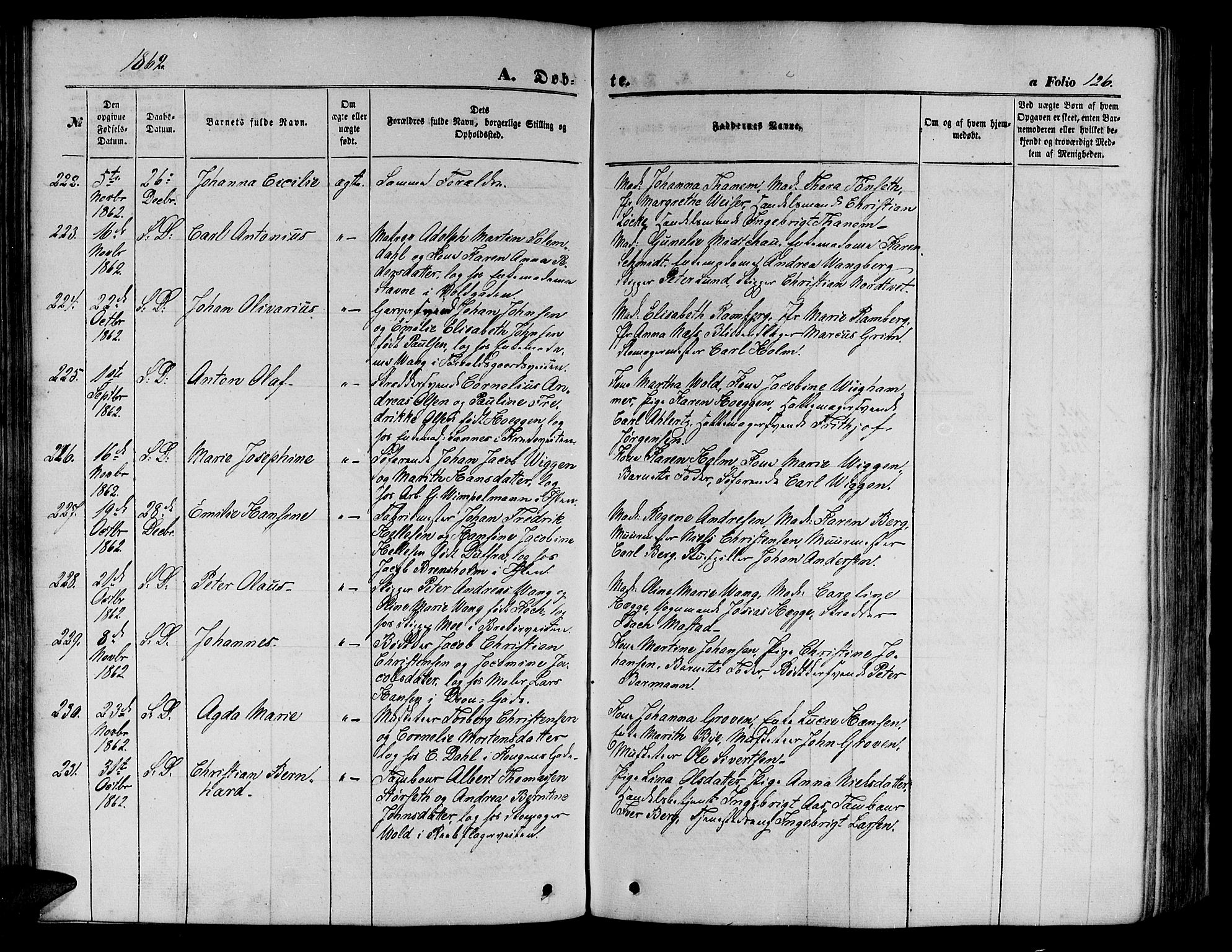 Ministerialprotokoller, klokkerbøker og fødselsregistre - Sør-Trøndelag, SAT/A-1456/602/L0139: Parish register (copy) no. 602C07, 1859-1864, p. 126