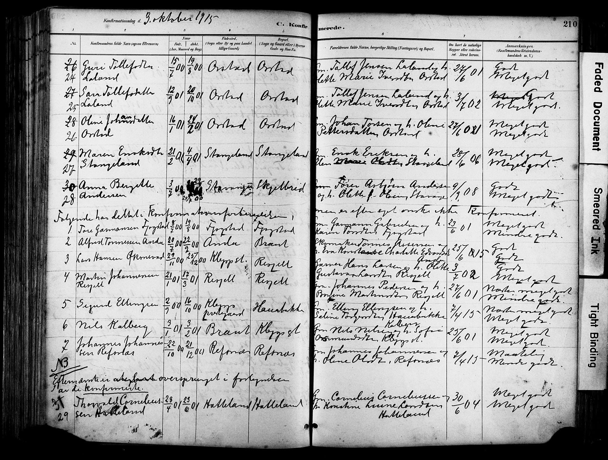 Klepp sokneprestkontor, SAST/A-101803/001/3/30BA/L0009: Parish register (official) no. A 7, 1886-1915, p. 210