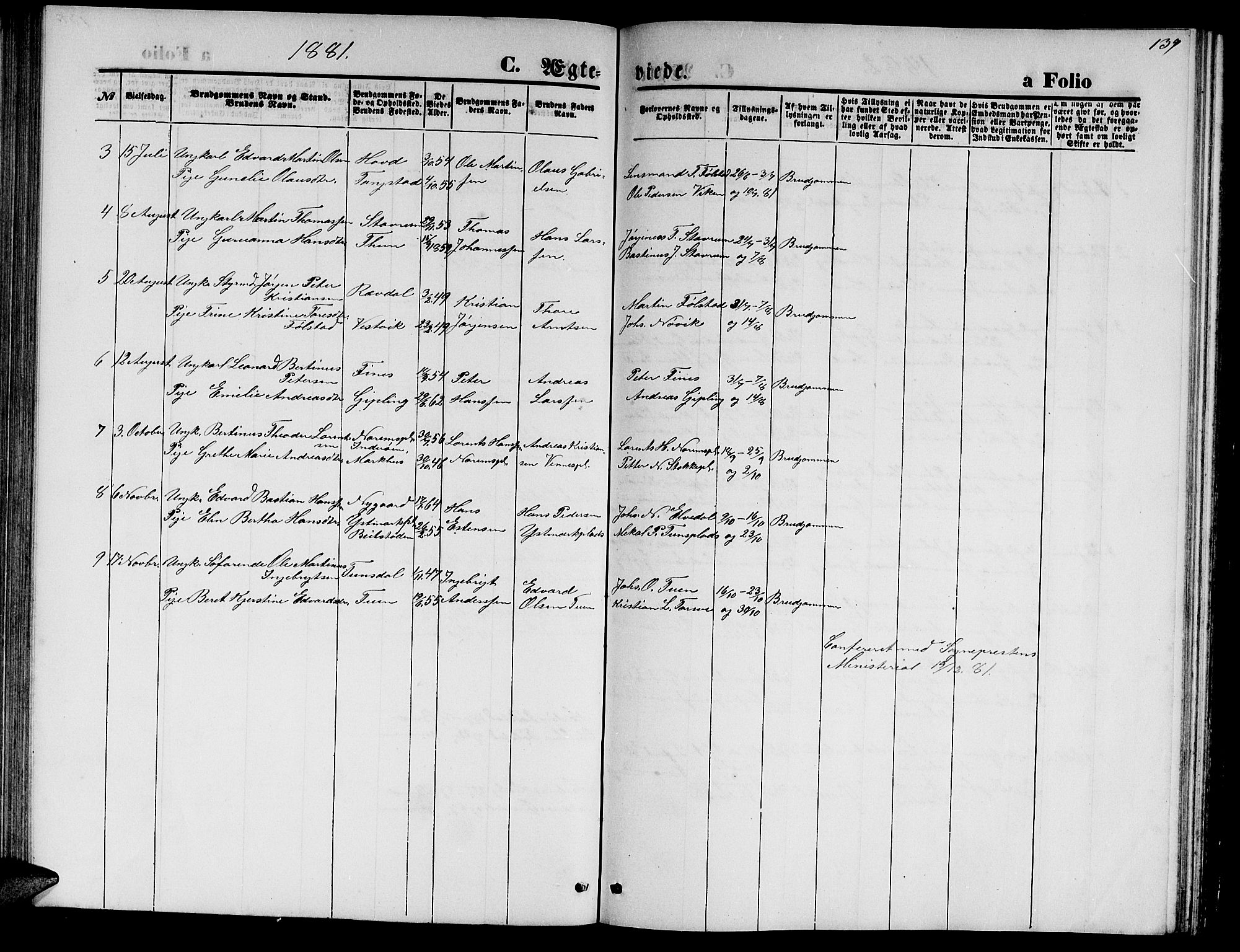 Ministerialprotokoller, klokkerbøker og fødselsregistre - Nord-Trøndelag, SAT/A-1458/744/L0422: Parish register (copy) no. 744C01, 1871-1885, p. 139