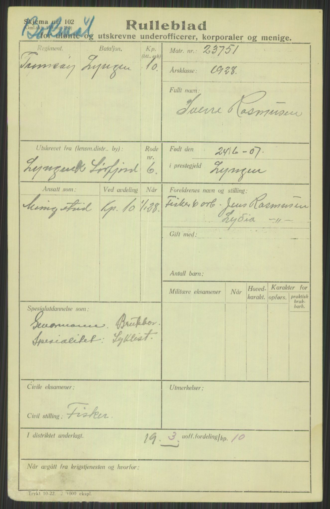 Forsvaret, Troms infanteriregiment nr. 16, AV/RA-RAFA-3146/P/Pa/L0013/0003: Rulleblad / Rulleblad for regimentets menige mannskaper, årsklasse 1928, 1928, p. 667