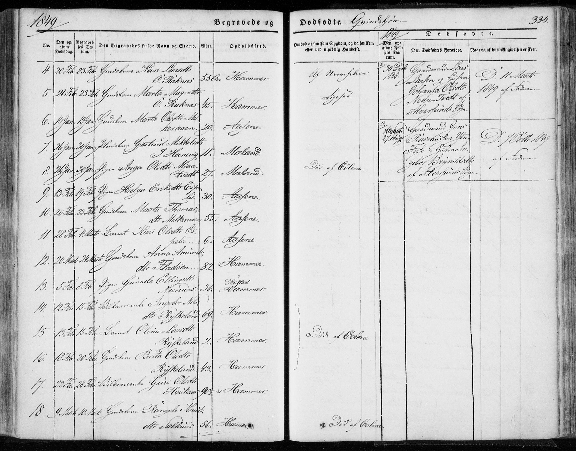 Hamre sokneprestembete, AV/SAB-A-75501/H/Ha/Haa/Haaa/L0013: Parish register (official) no. A 13, 1846-1857, p. 334