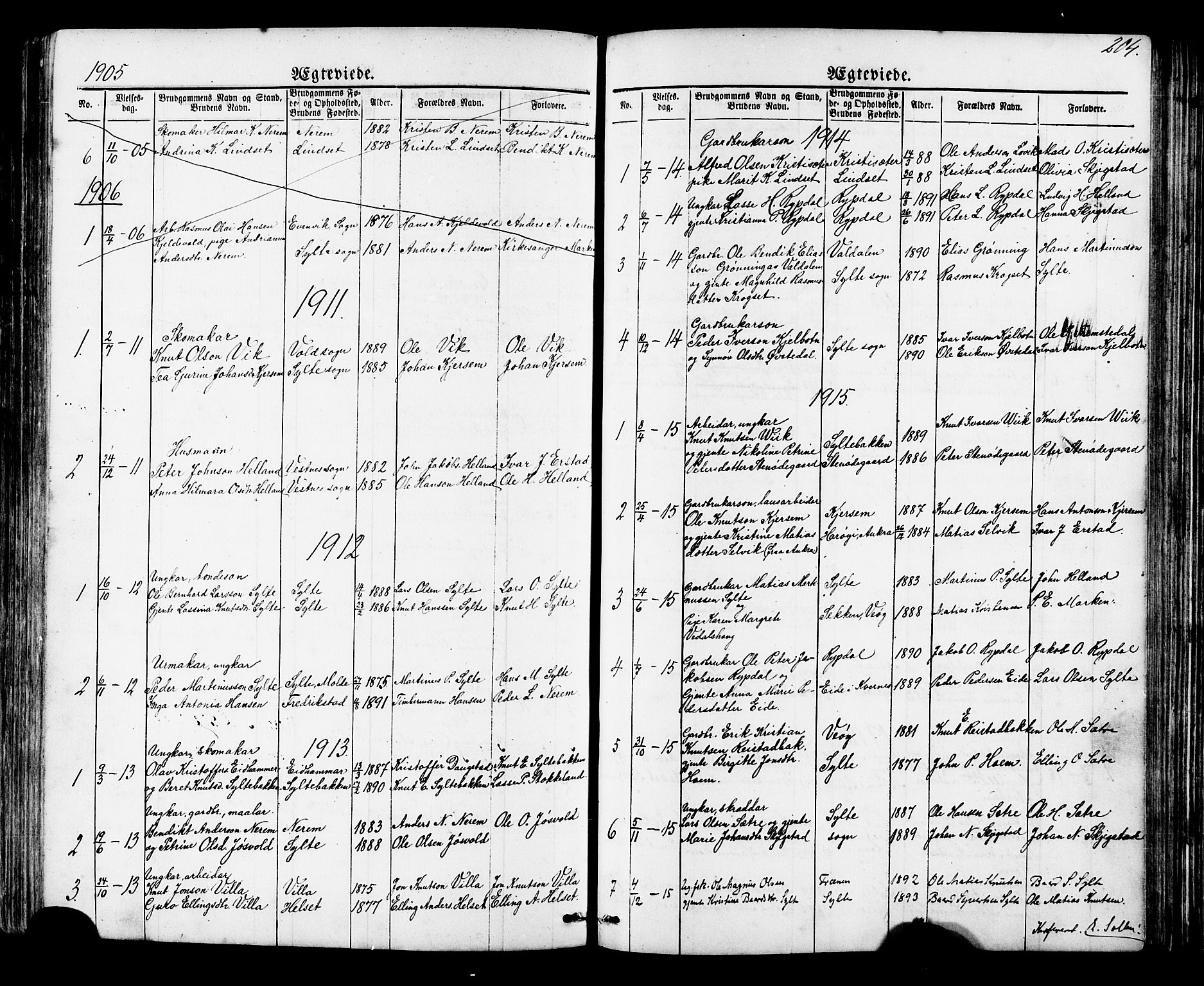 Ministerialprotokoller, klokkerbøker og fødselsregistre - Møre og Romsdal, SAT/A-1454/541/L0547: Parish register (copy) no. 541C02, 1867-1921, p. 204