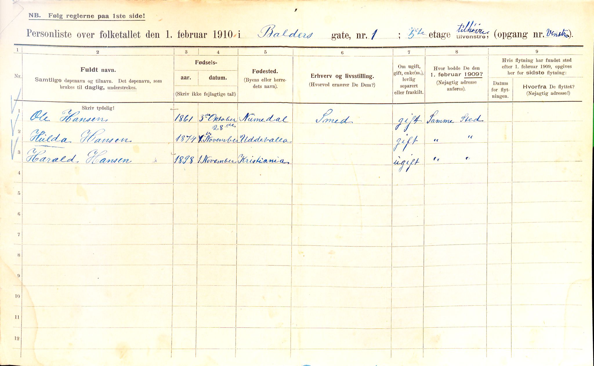 OBA, Municipal Census 1910 for Kristiania, 1910, p. 2899