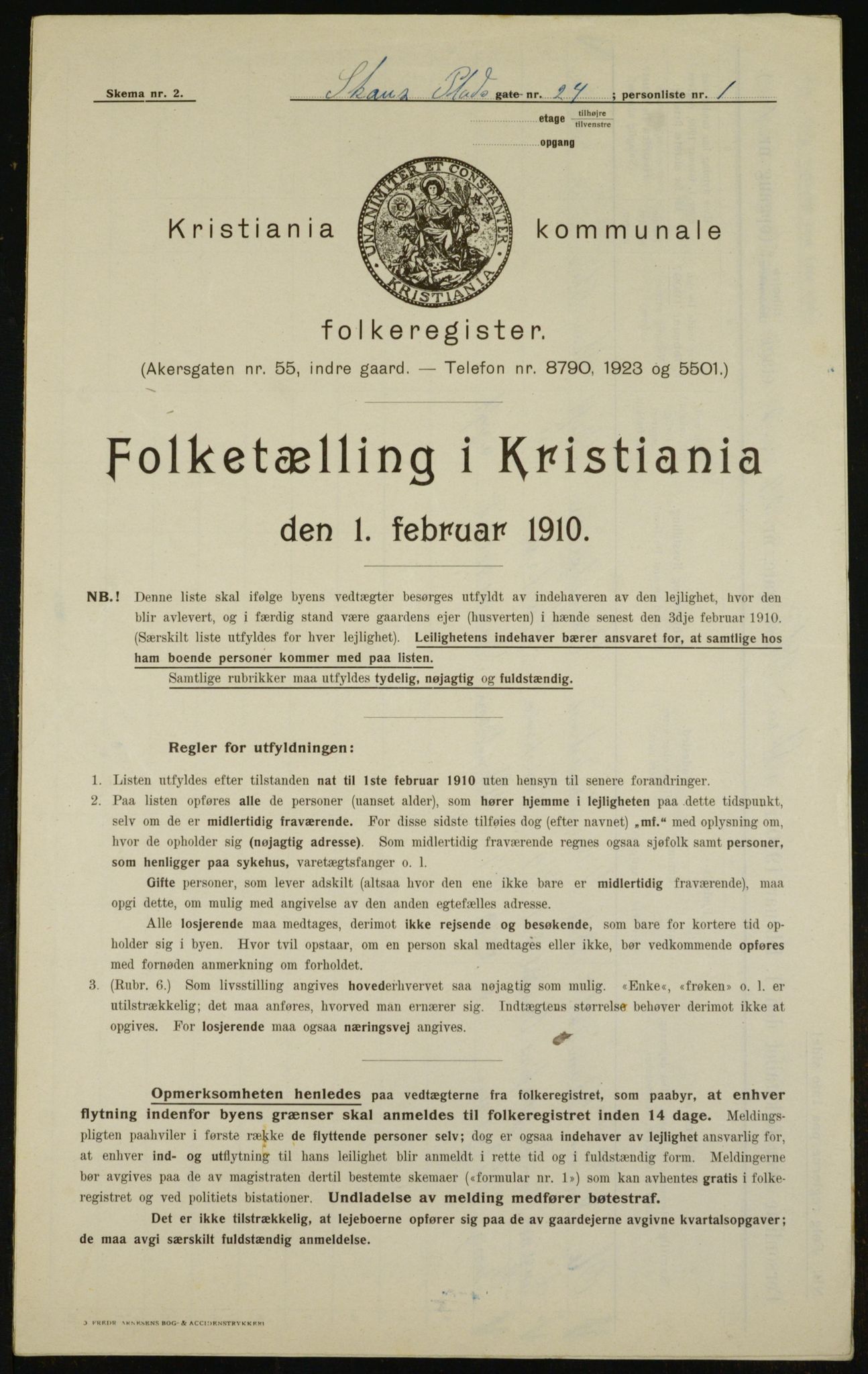 OBA, Municipal Census 1910 for Kristiania, 1910, p. 86488