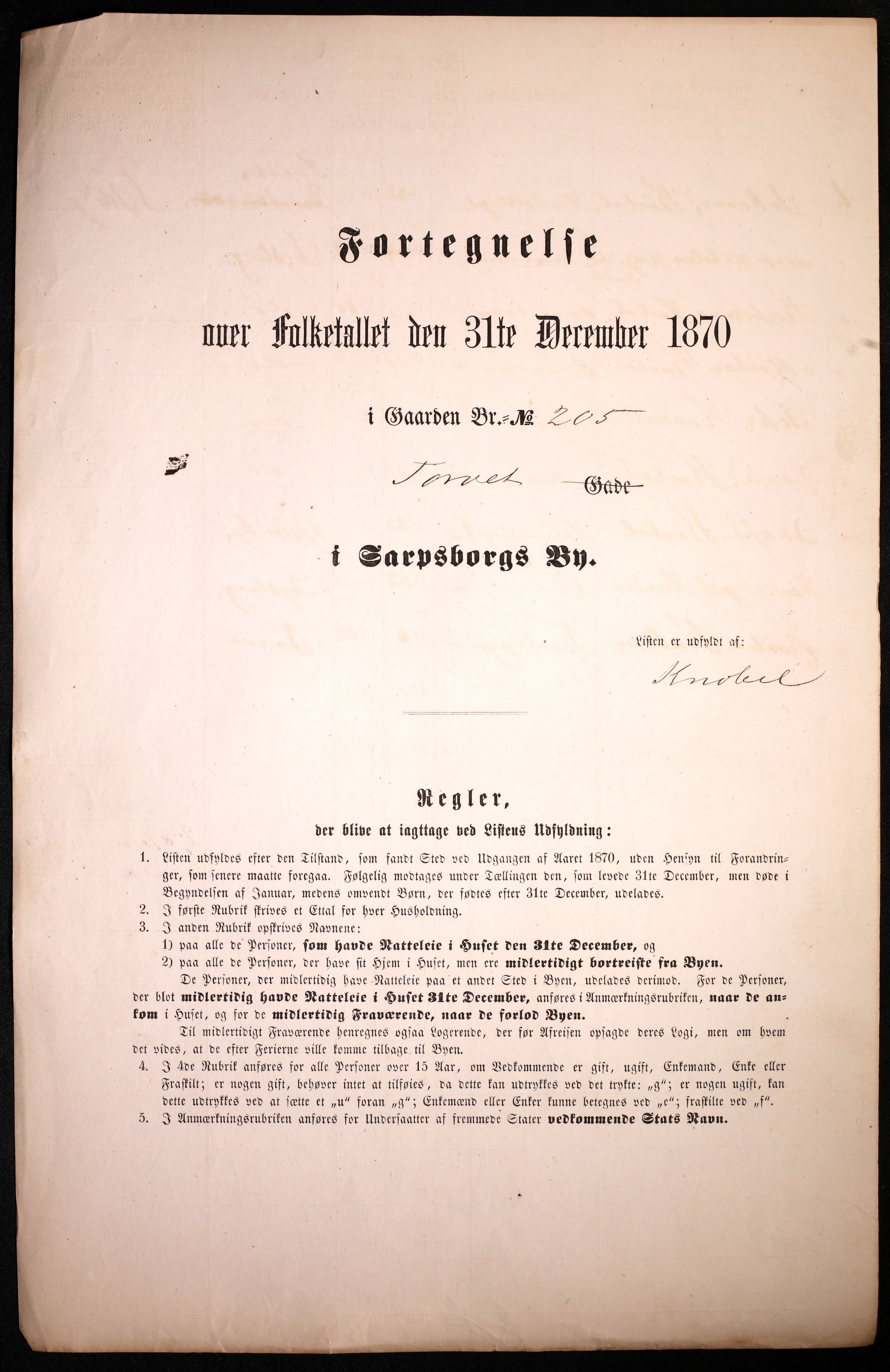 RA, 1870 census for 0102 Sarpsborg, 1870, p. 33