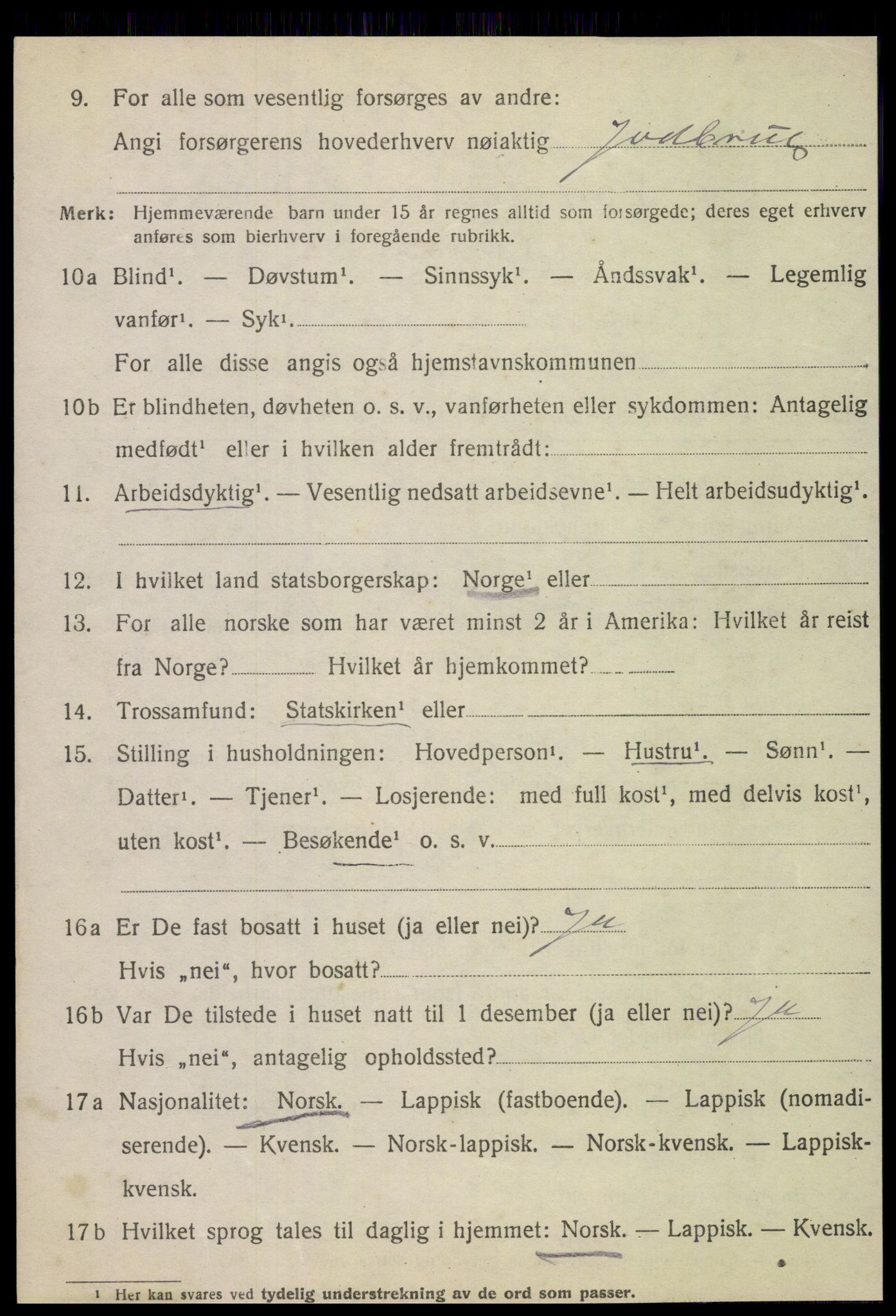 SAT, 1920 census for Tjøtta, 1920, p. 1970