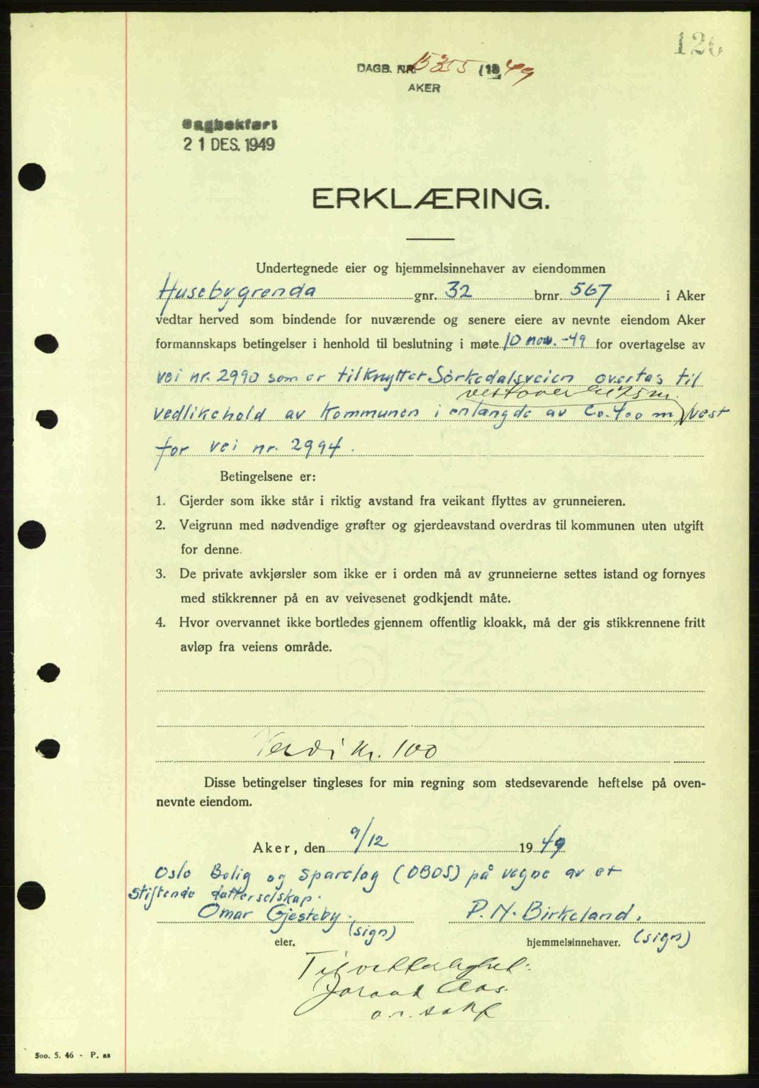 Oslo byskriverembete, AV/SAO-A-10227/G/Gb/Gbd/Gbda/L0017: Mortgage book no. A215, 1949-1950, Diary no: : 15355/1949