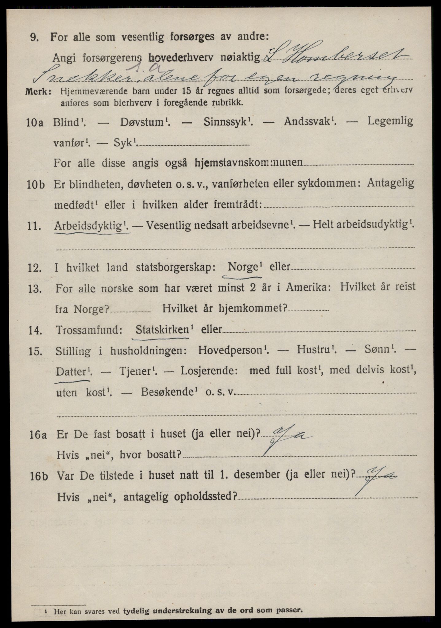 SAT, 1920 census for Volda, 1920, p. 7967