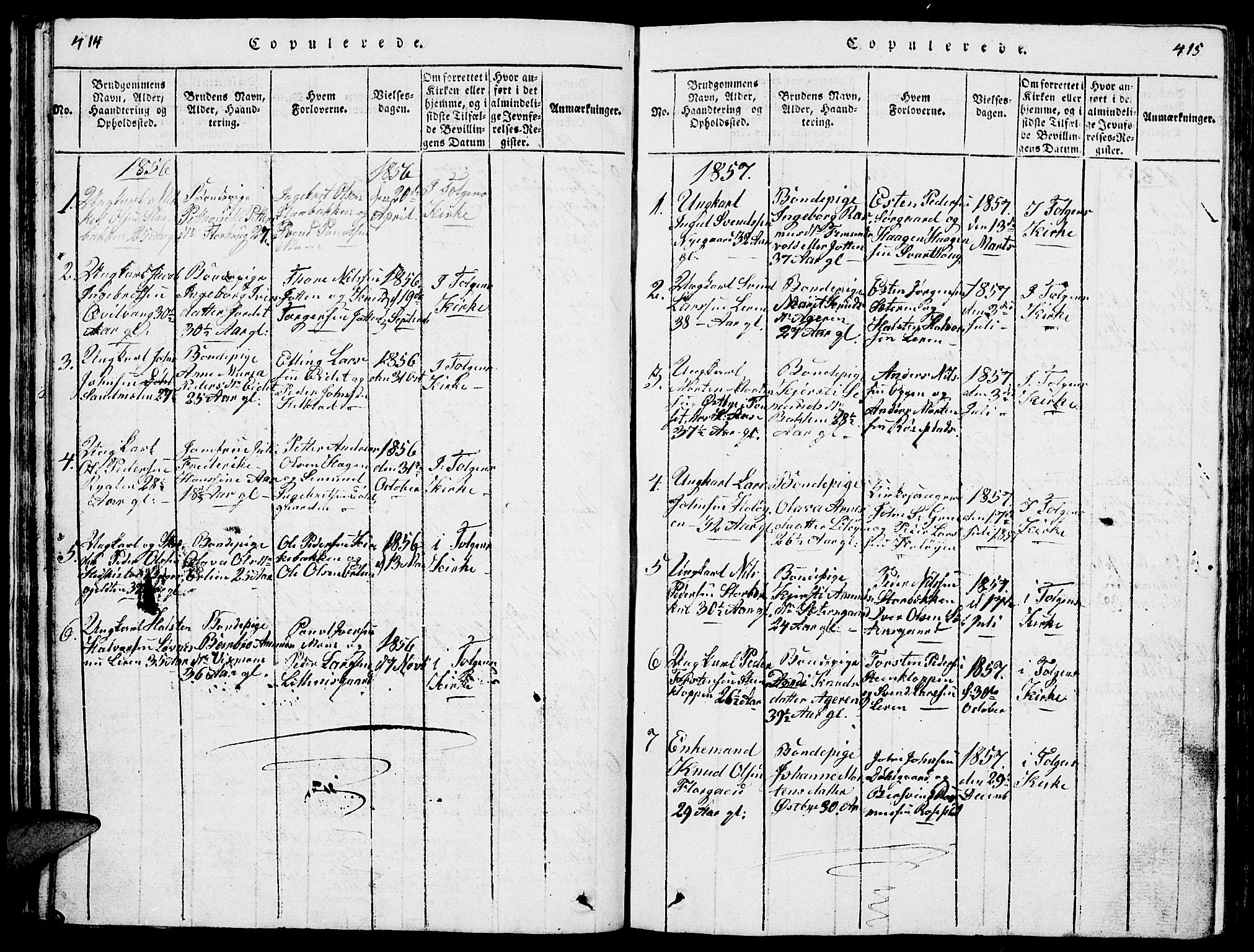 Tolga prestekontor, AV/SAH-PREST-062/L/L0001: Parish register (copy) no. 1, 1814-1877, p. 414-415