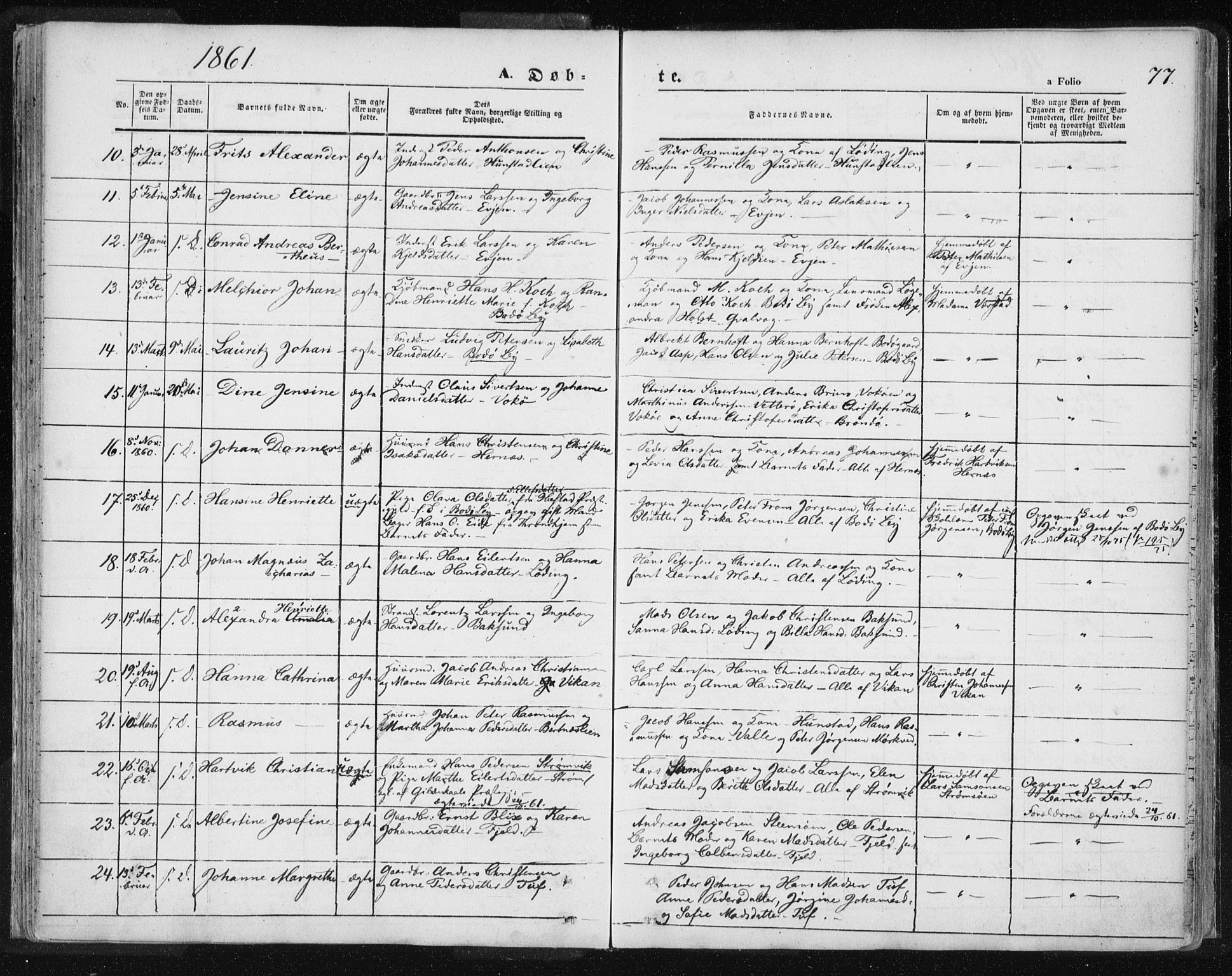 Ministerialprotokoller, klokkerbøker og fødselsregistre - Nordland, SAT/A-1459/801/L0007: Parish register (official) no. 801A07, 1845-1863, p. 77