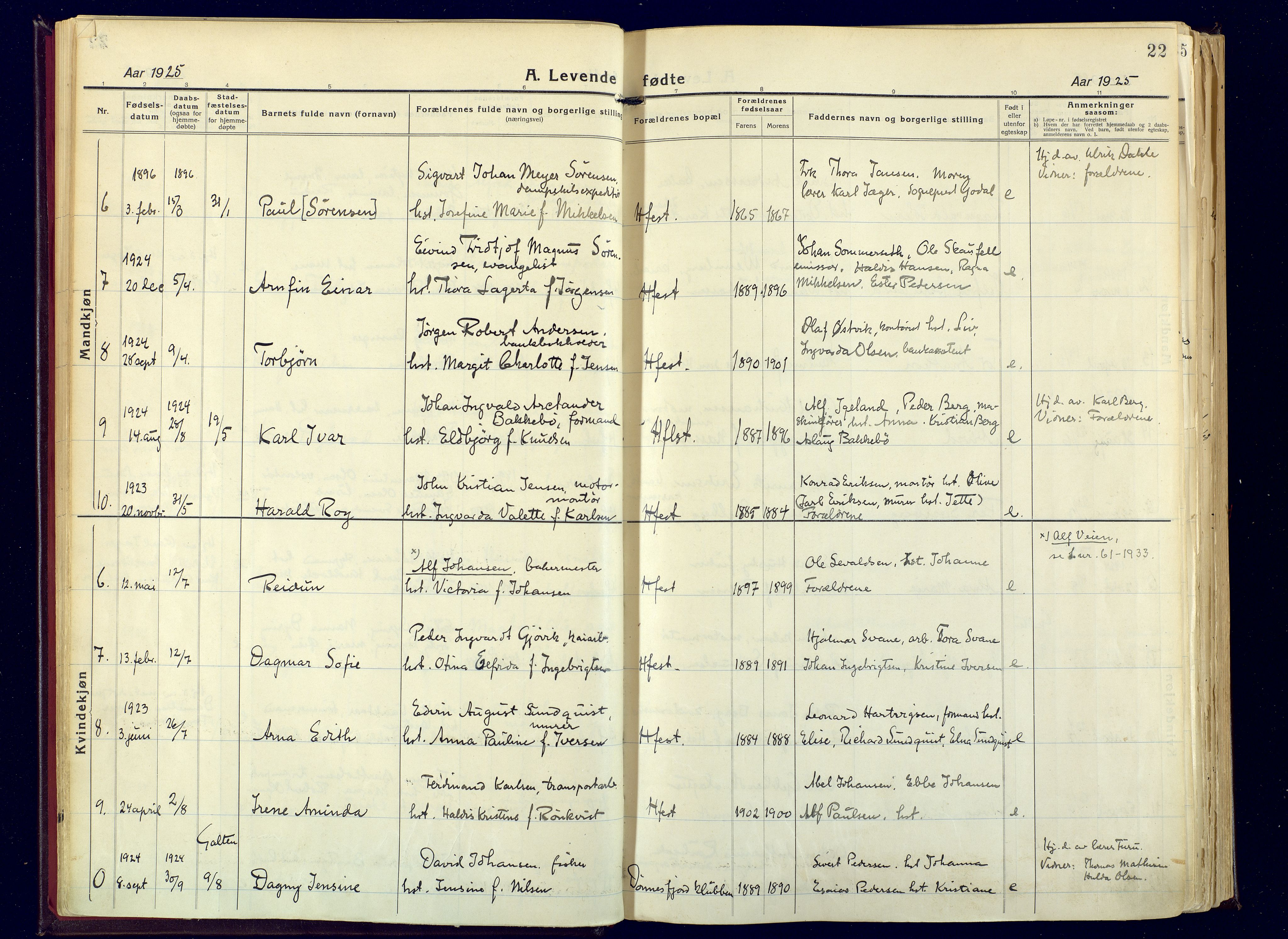 Hammerfest sokneprestkontor, SATØ/S-1347: Parish register (official) no. 17, 1923-1933, p. 22