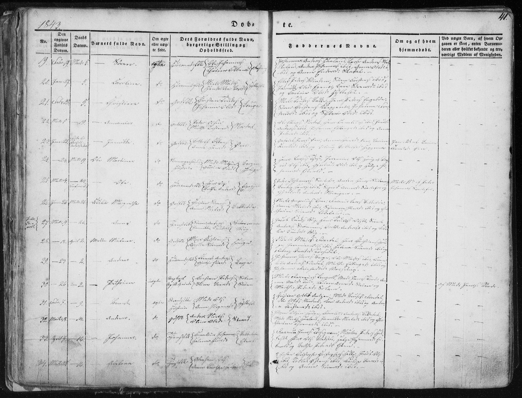 Fjaler sokneprestembete, SAB/A-79801/H/Haa/Haaa/L0006: Parish register (official) no. A 6, 1835-1884, p. 41