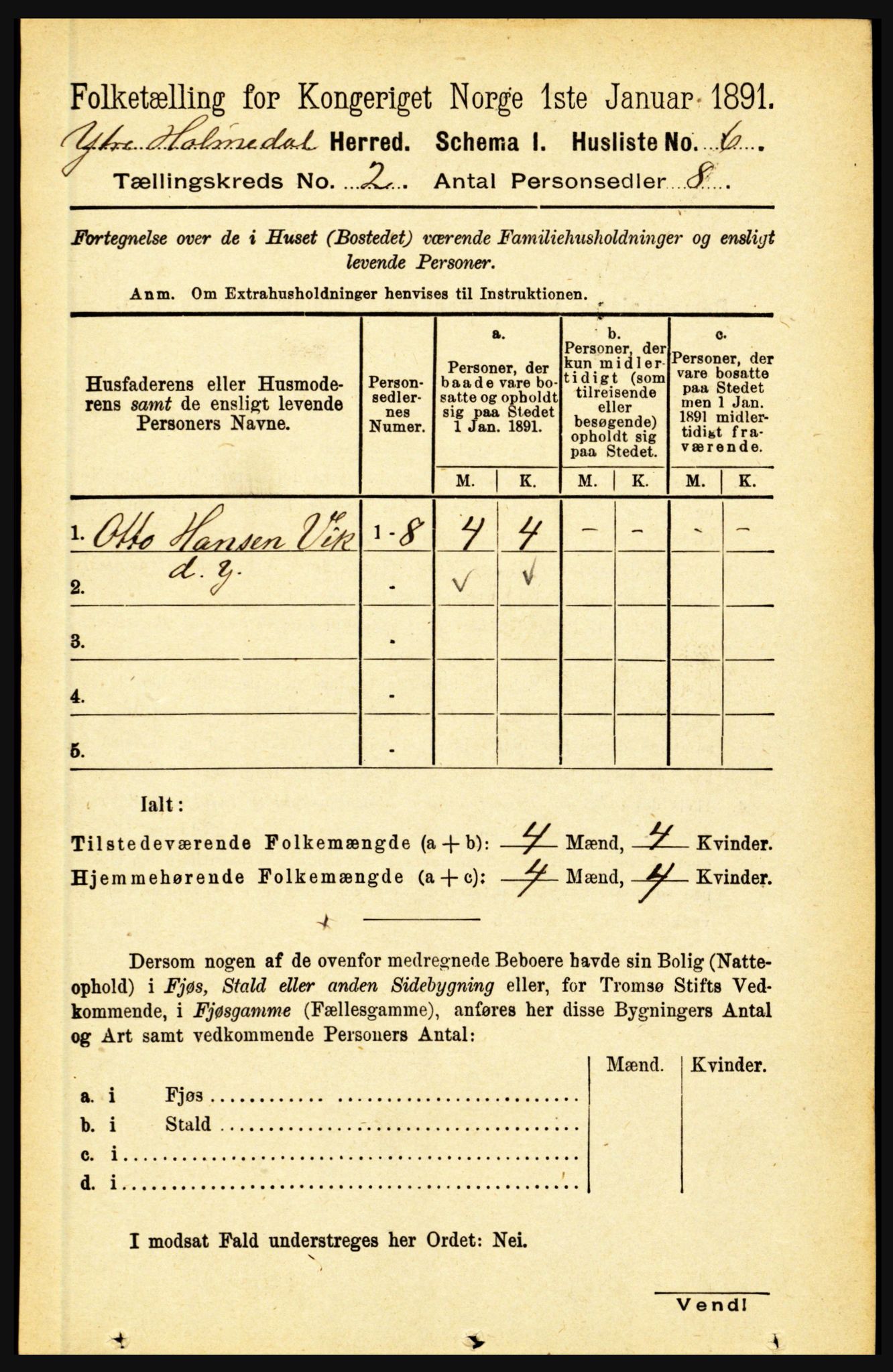 RA, 1891 census for 1429 Ytre Holmedal, 1891, p. 256