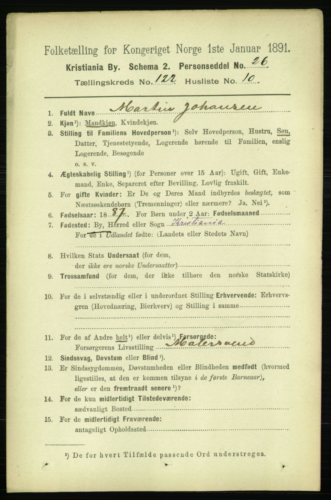 RA, 1891 census for 0301 Kristiania, 1891, p. 65053