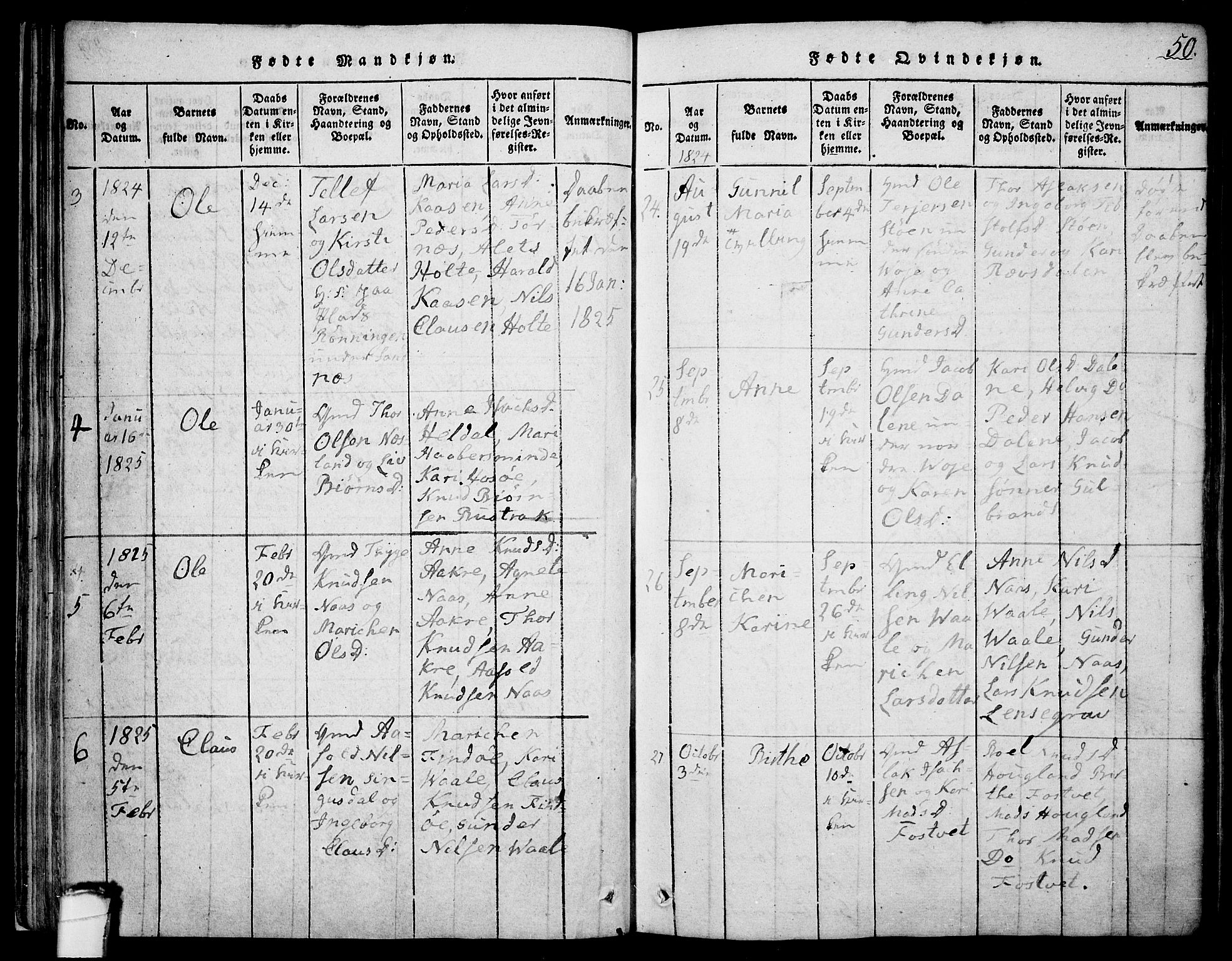 Drangedal kirkebøker, SAKO/A-258/F/Fa/L0005: Parish register (official) no. 5 /1, 1814-1831, p. 50