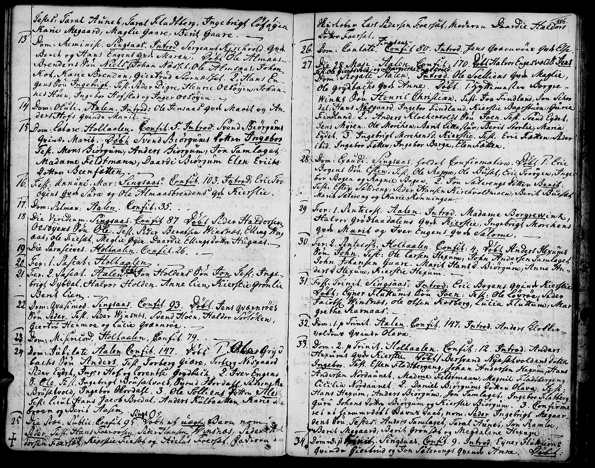 Ministerialprotokoller, klokkerbøker og fødselsregistre - Sør-Trøndelag, SAT/A-1456/685/L0952: Parish register (official) no. 685A01, 1745-1804, p. 186