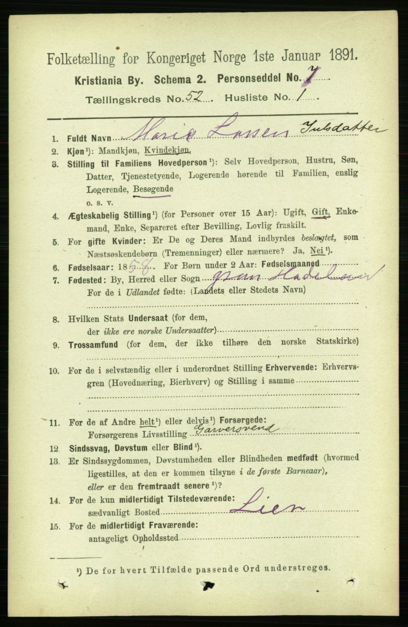 RA, 1891 census for 0301 Kristiania, 1891, p. 29570