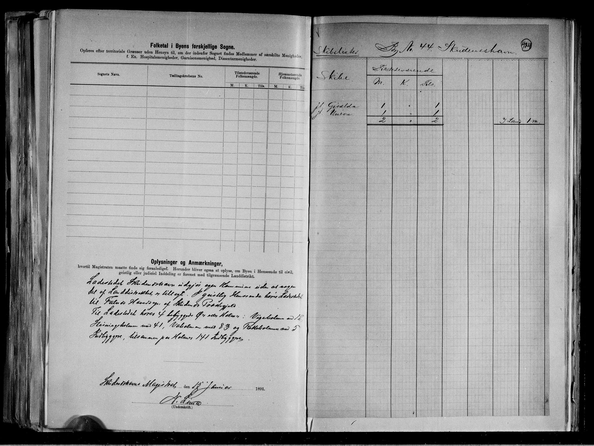 RA, 1891 census for 1104 Skudeneshavn, 1891, p. 4