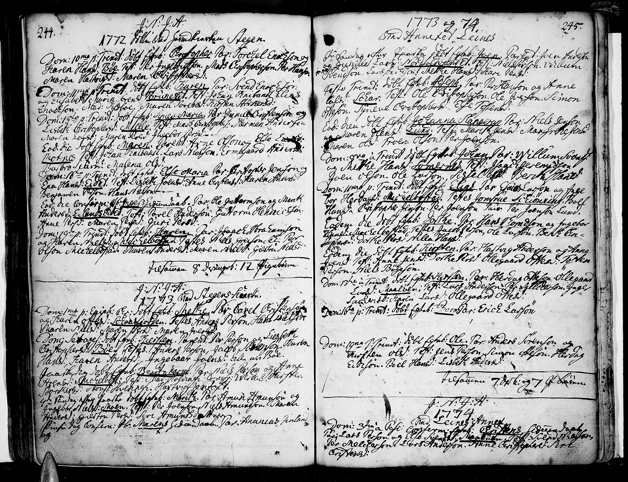 Ministerialprotokoller, klokkerbøker og fødselsregistre - Nordland, SAT/A-1459/855/L0795: Parish register (official) no. 855A03, 1748-1776, p. 244-245