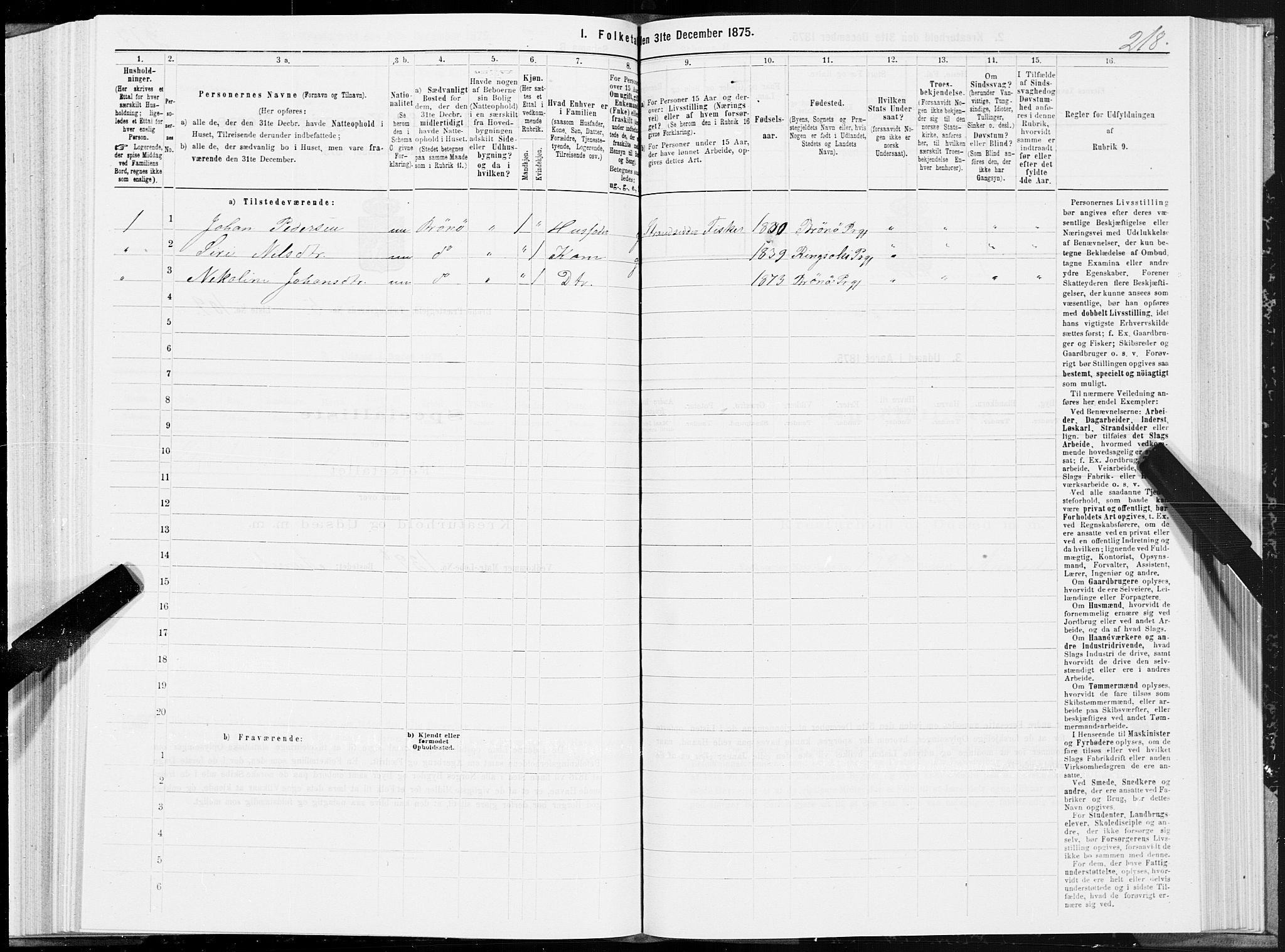 SAT, 1875 census for 1814P Brønnøy, 1875, p. 3218