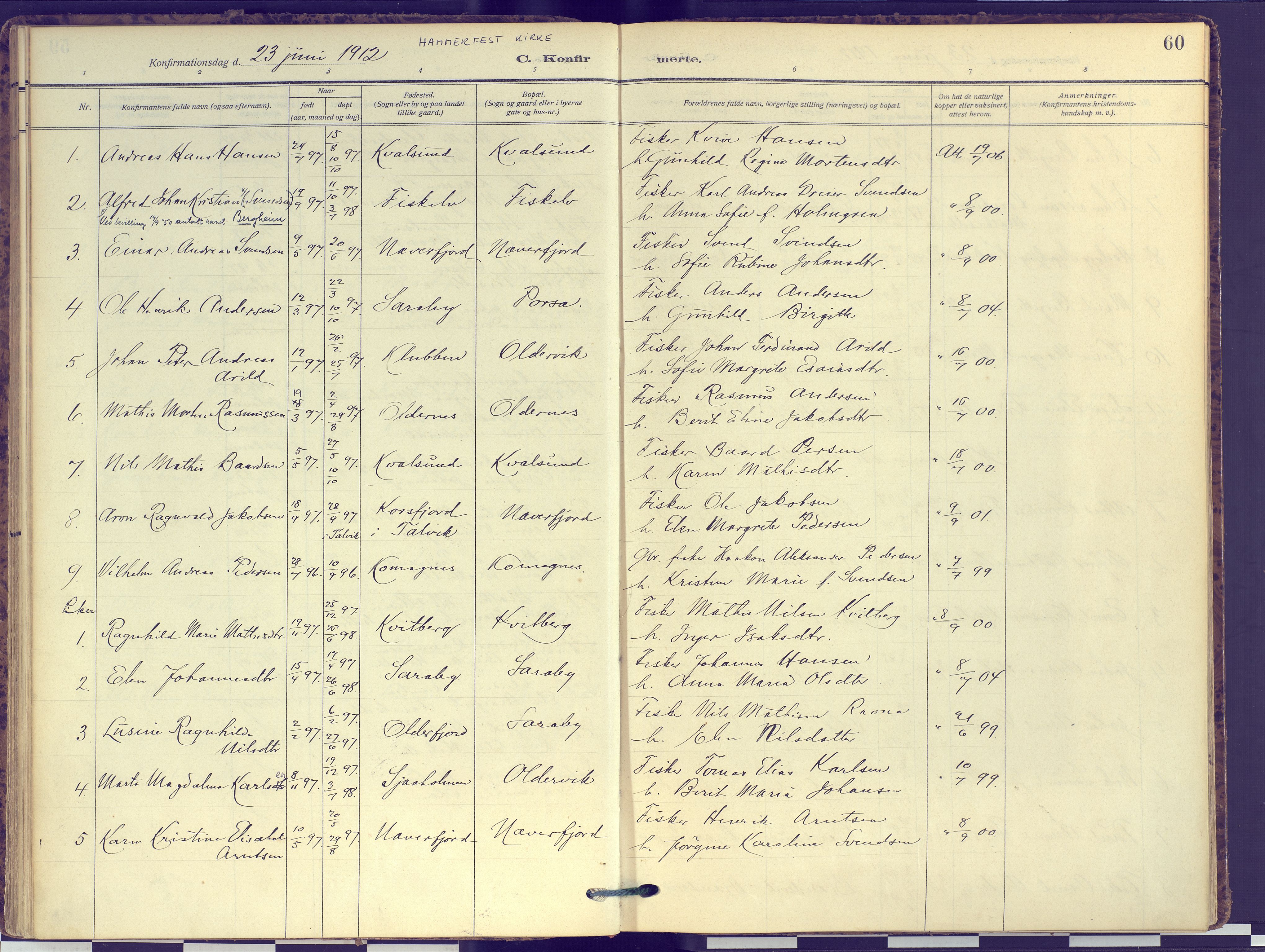 Hammerfest sokneprestkontor, SATØ/S-1347: Parish register (official) no. 16, 1908-1923, p. 60