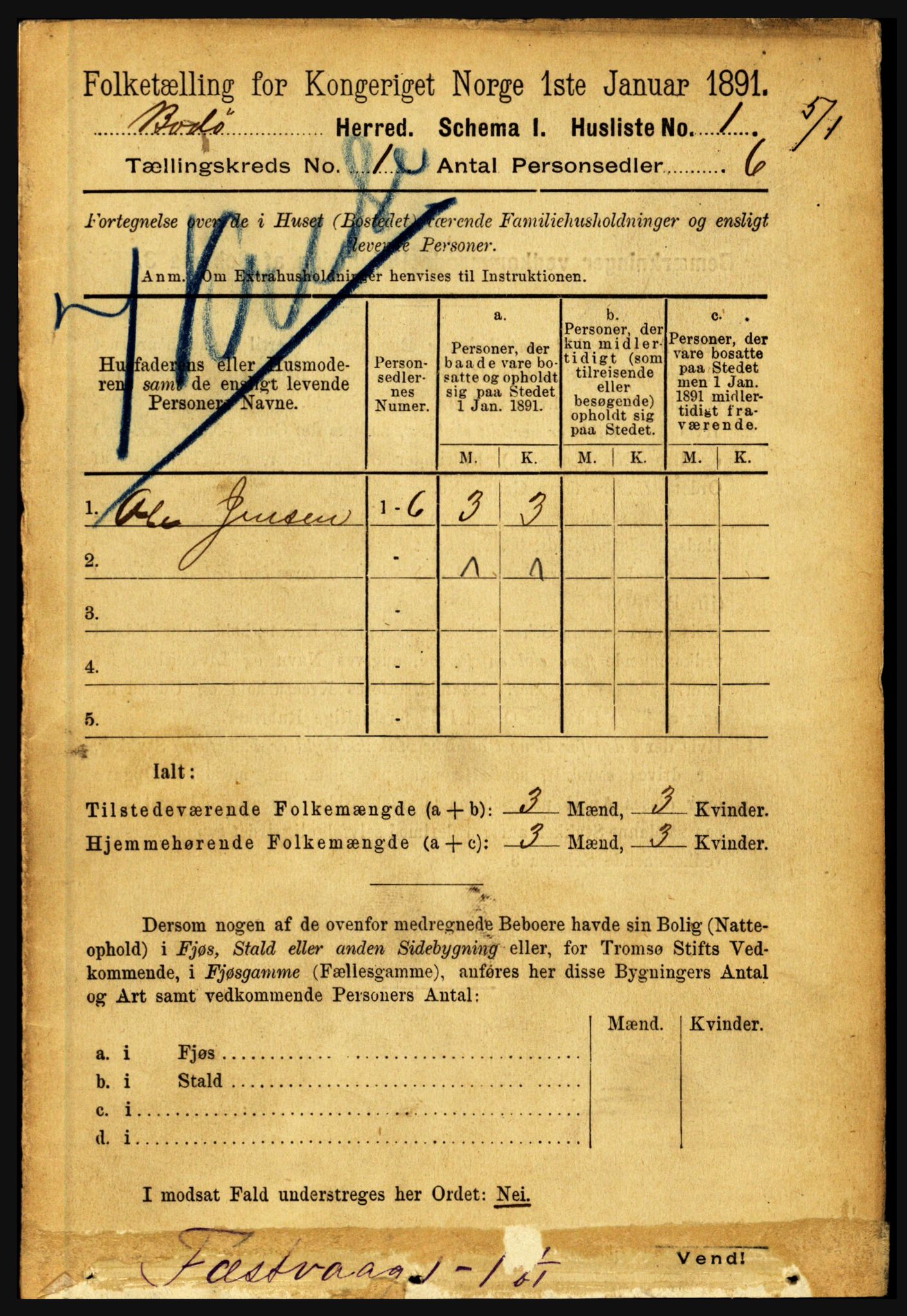 RA, 1891 census for 1843 Bodø, 1891, p. 27