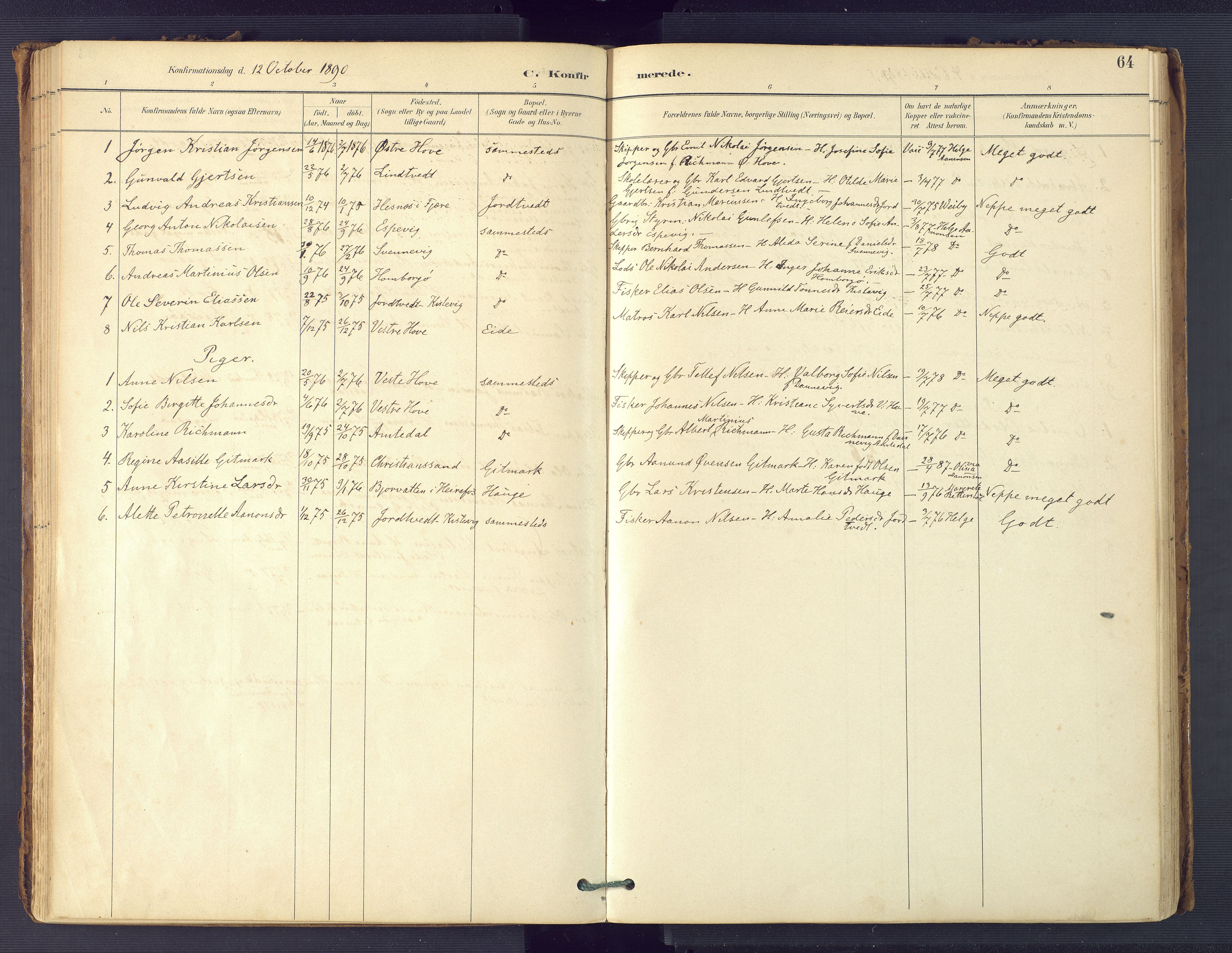 Hommedal sokneprestkontor, SAK/1111-0023/F/Fa/Faa/L0003: Parish register (official) no. A 3, 1885-1916, p. 64